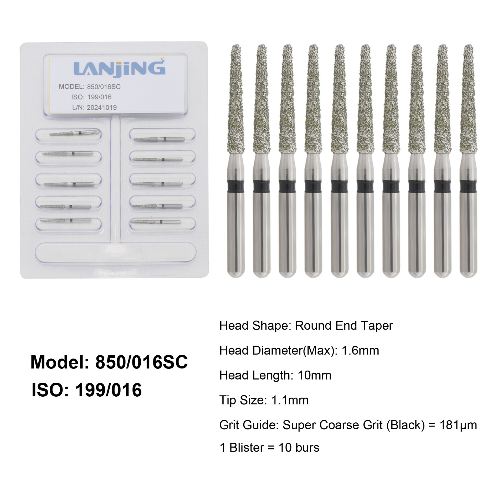Dental Diamond Burs Football Round End Taper Coarse Fine FG High Speed 856 850