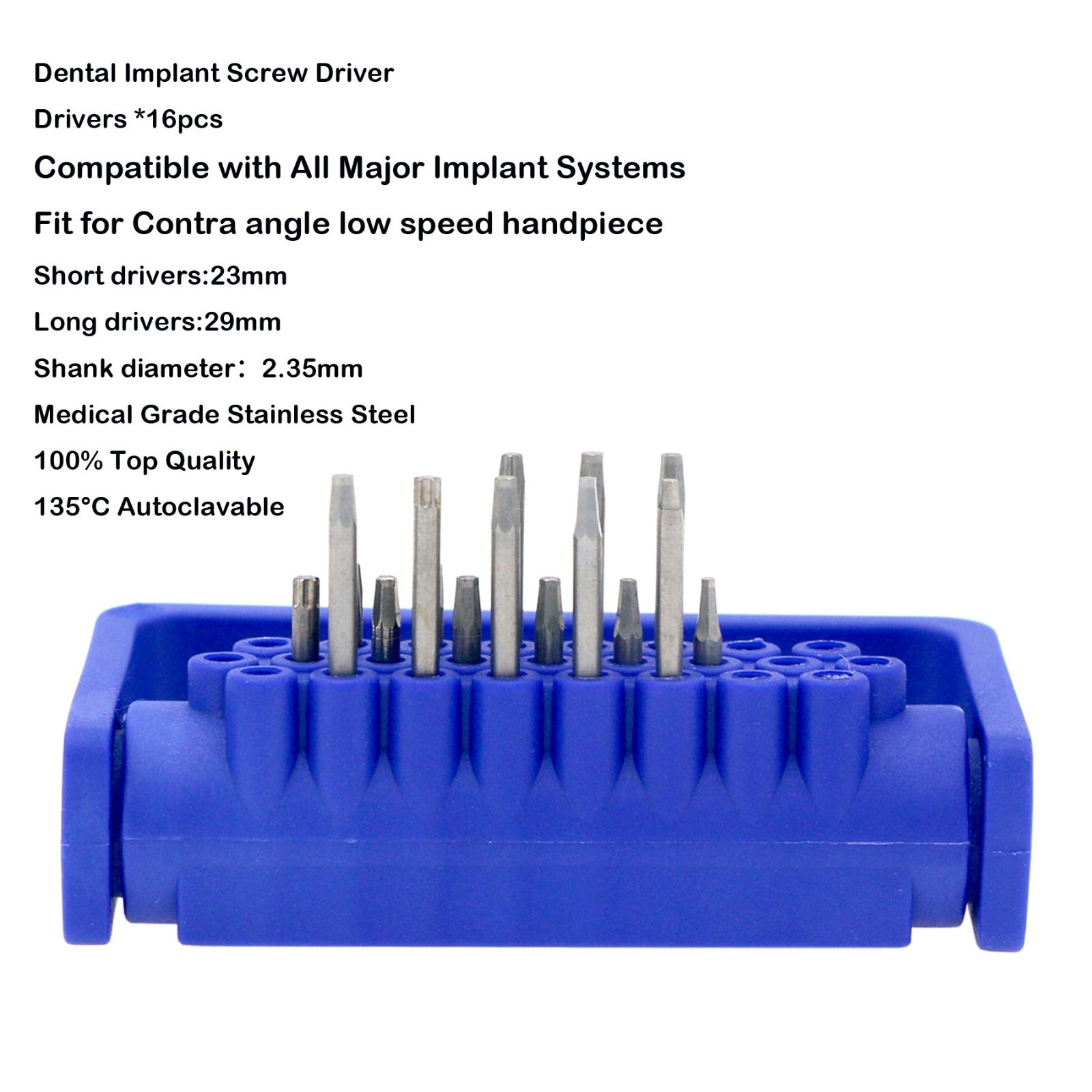 US Dental Torque Wrench Universal Implant Wrench Contra Angle 16 Drivers Wrench