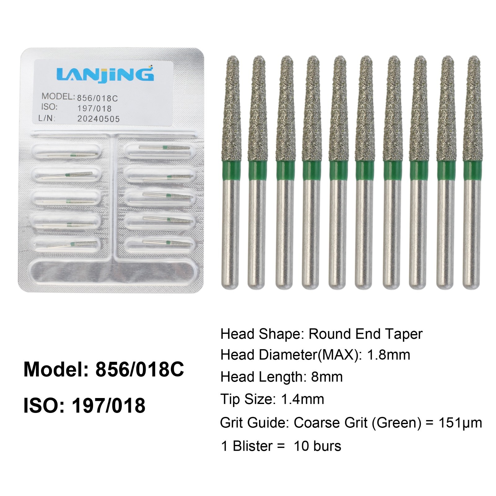 Dental Diamond Burs Football Round End Taper Coarse Fine FG High Speed 856 850