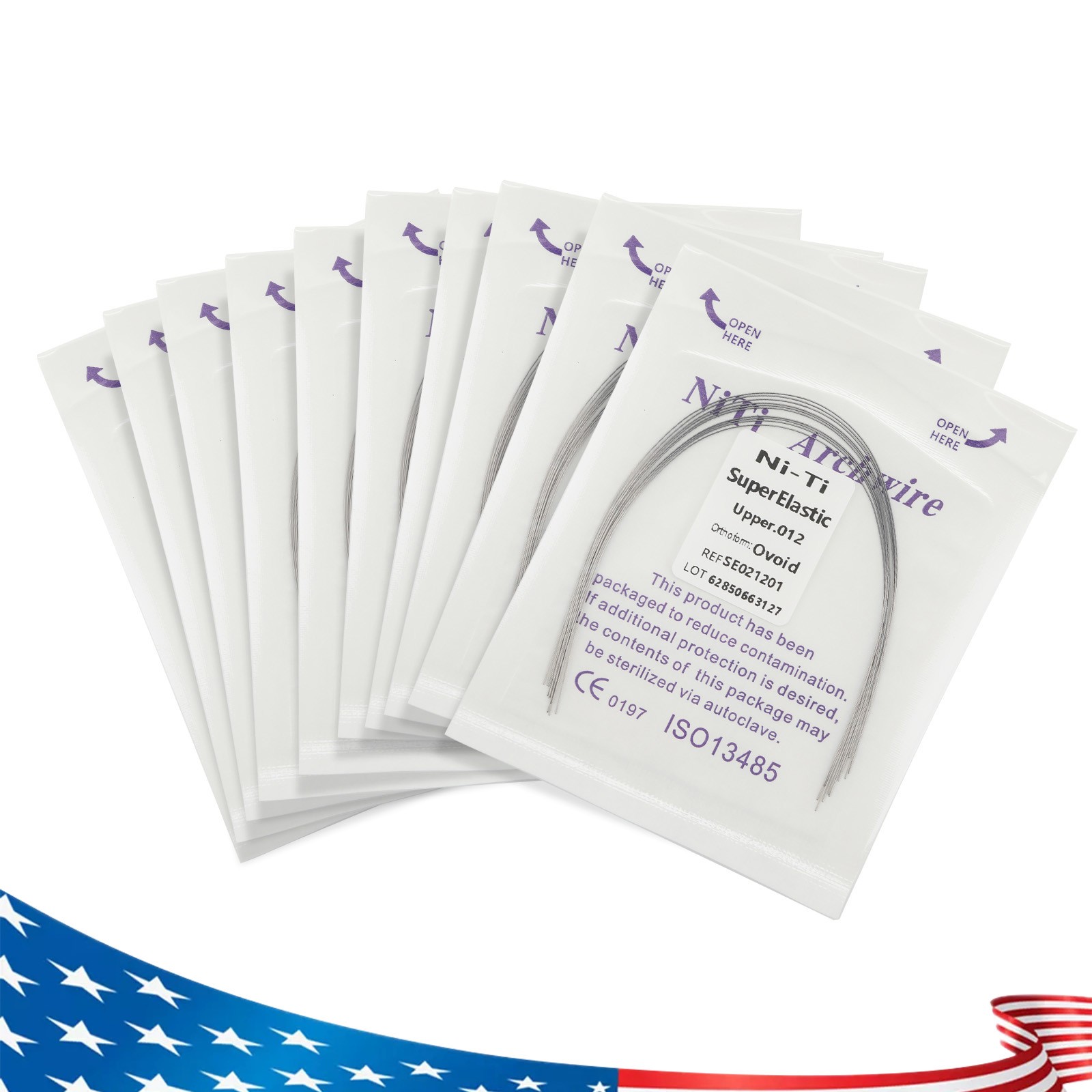 10 Packs/100pcs Dental Ortho Super Elastic Niti Round Arch Wire Ovoid Form