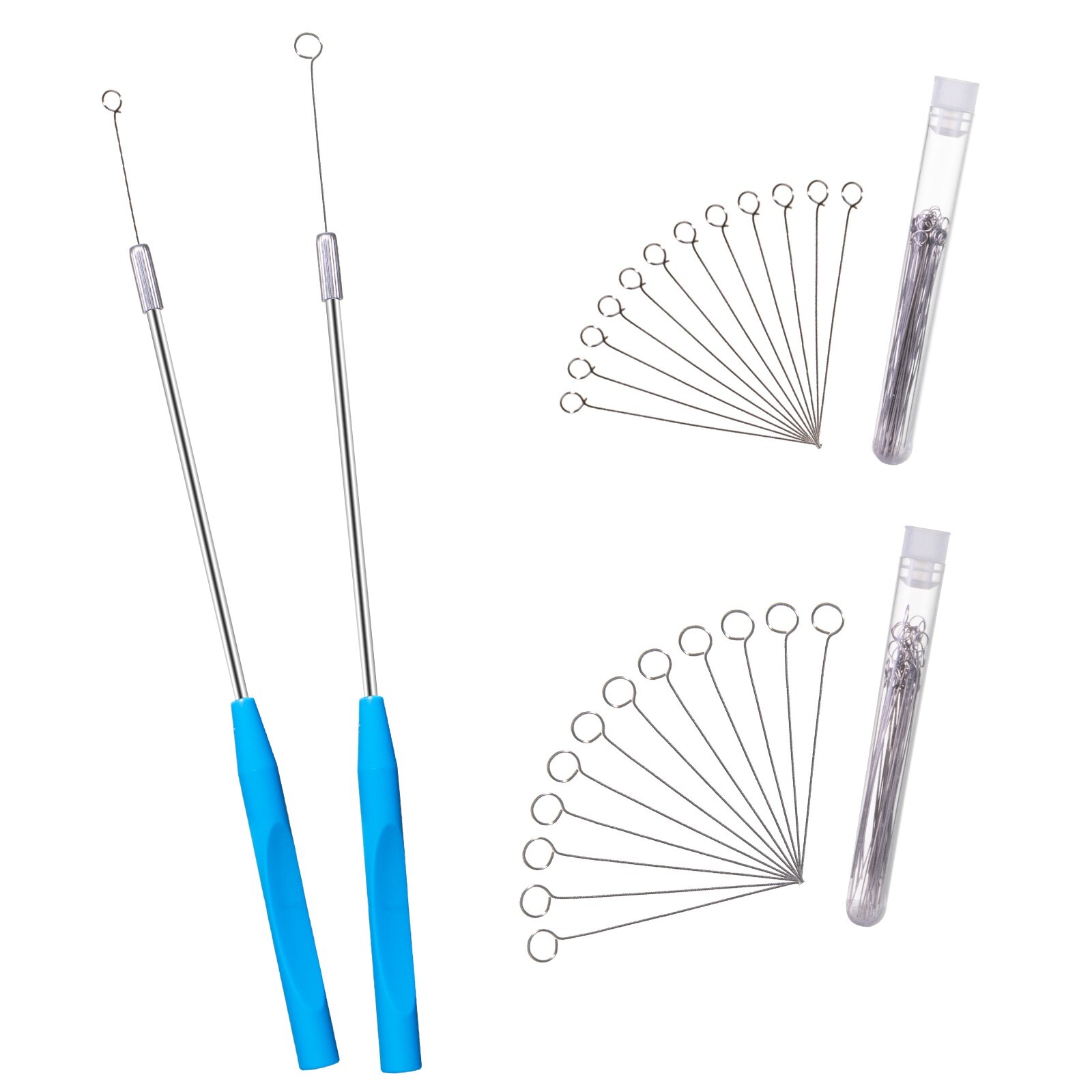 Metal Inoculation Loop, 2pcs Handle and 90pcs Nickel Reusable Inoculating Ring