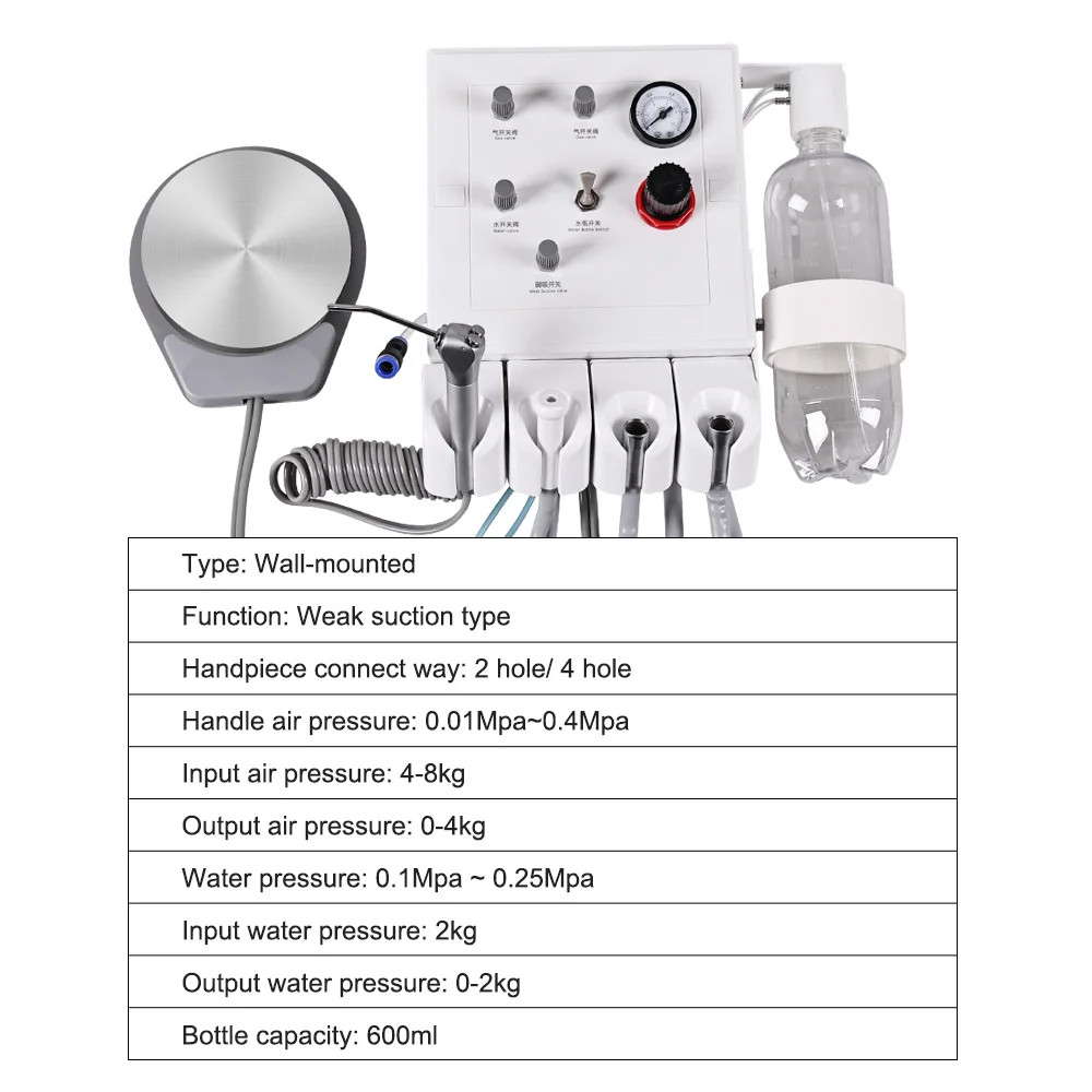 Portable Dental Delivery Turbine Unit Wall Mounted Turbine 3-way Syringe 2/4Hole