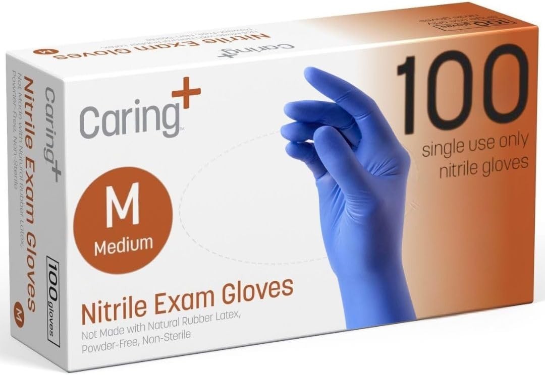 Ambidextrous Powder-Free Nitrile Gloves for Medical & Cleaning Tasks, 100 Ct