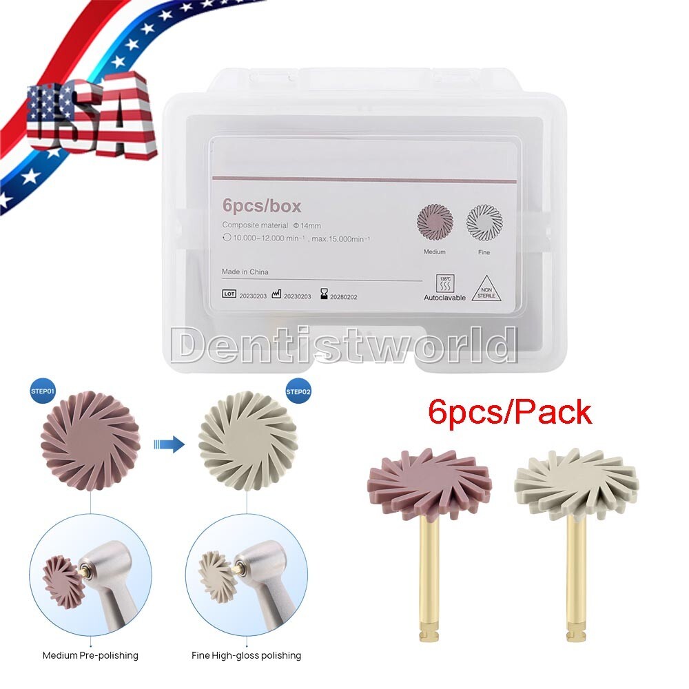 Dental Composite Polishing Kit RA Wheels Medium/Fine for Low Speed Handpiece