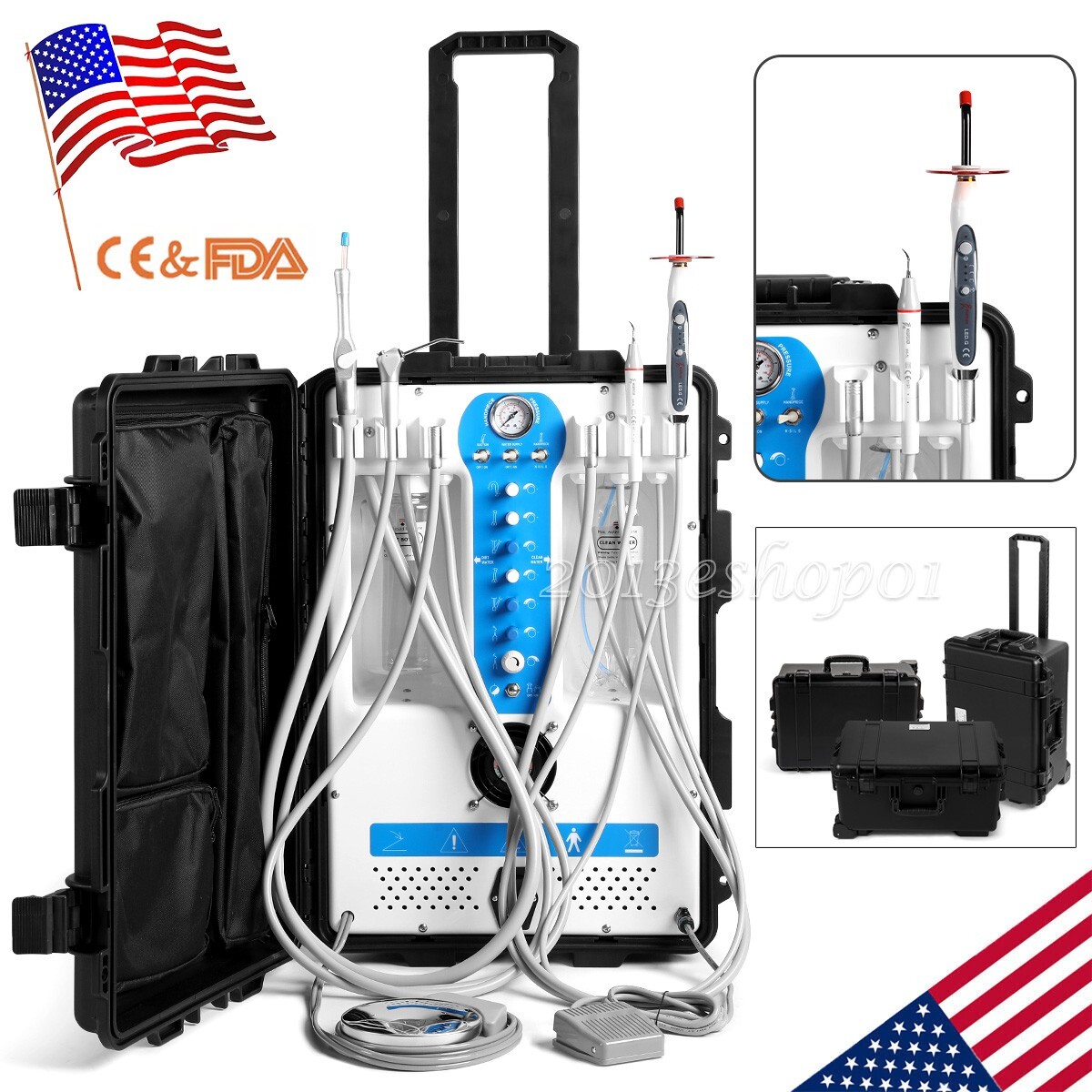FDA Portable Dental Unit System Air Compressor Ultrasonic Scaler Curing Light