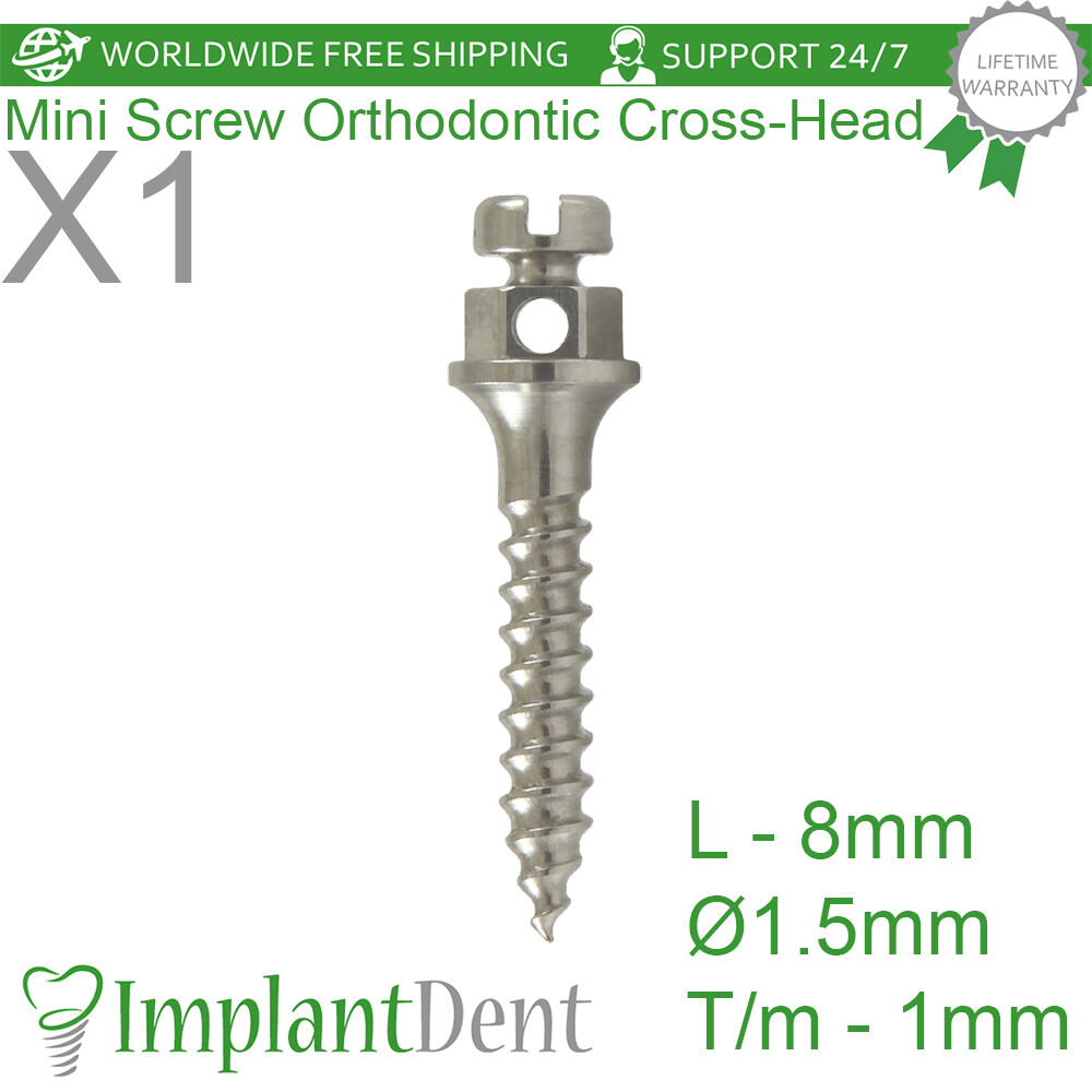 Orthodontic Cross Head Mini-Screw L-8mm Self Drilling Titanium Dental Fixture