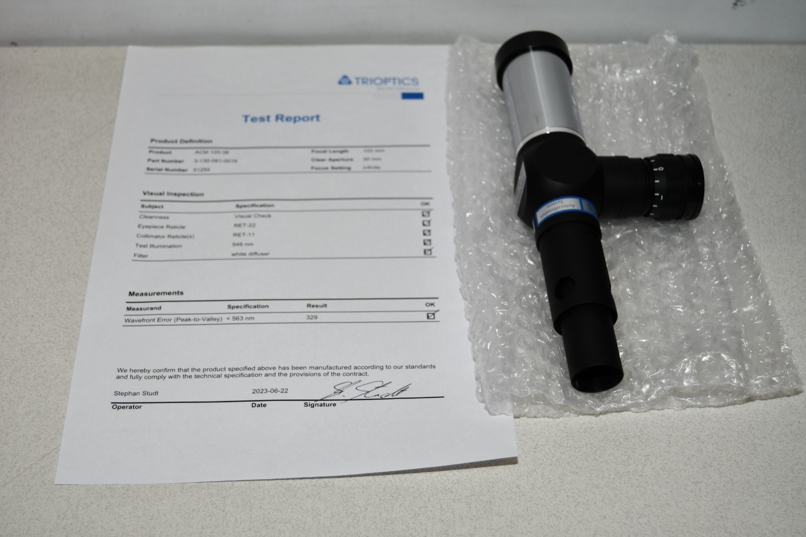 ^ Trioptics 22880 Autocollimation System f=100m #X7304
