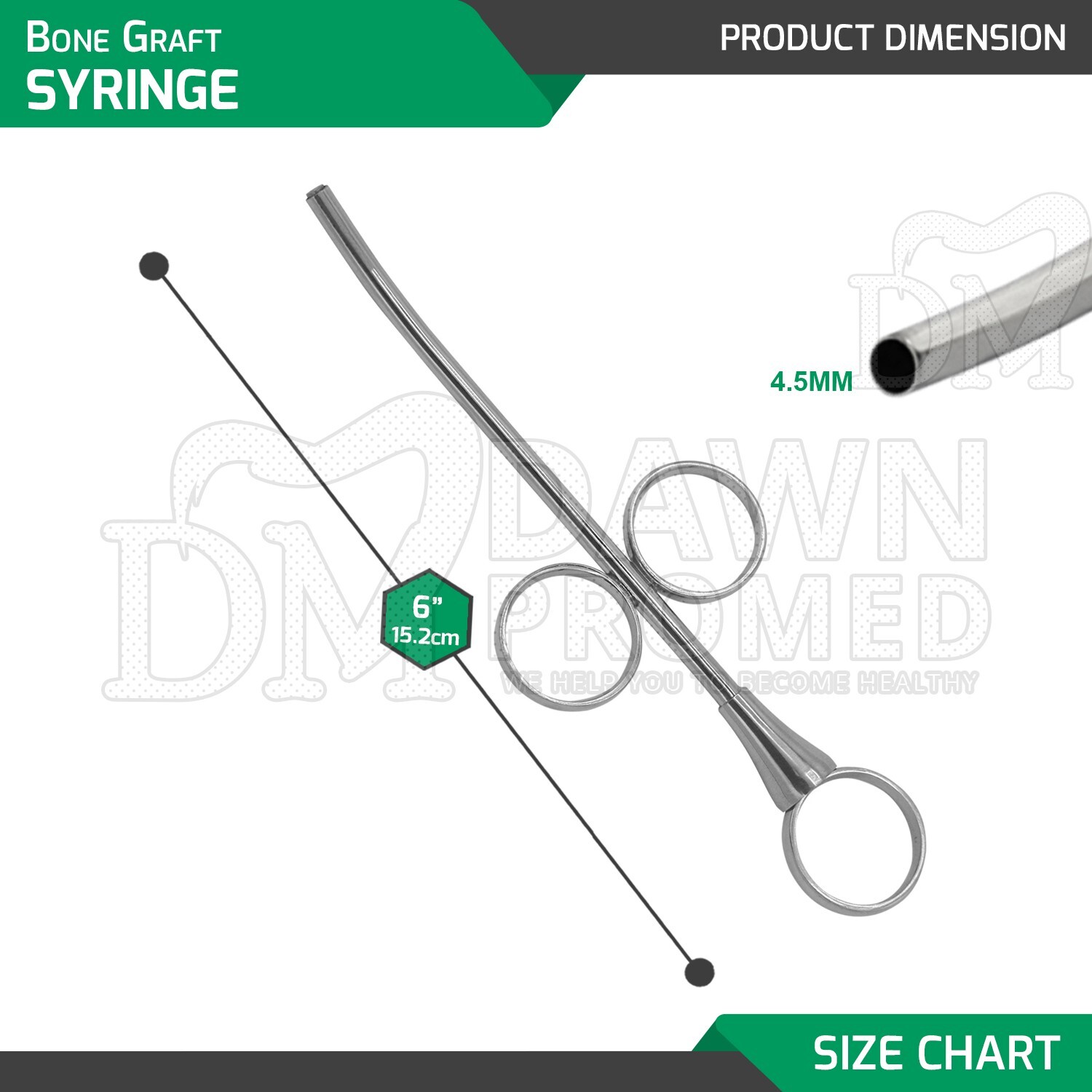 Dental Bone Graft Implant Syringe 4.5mm Cylindrical Shaft Sinus Lift German Gr