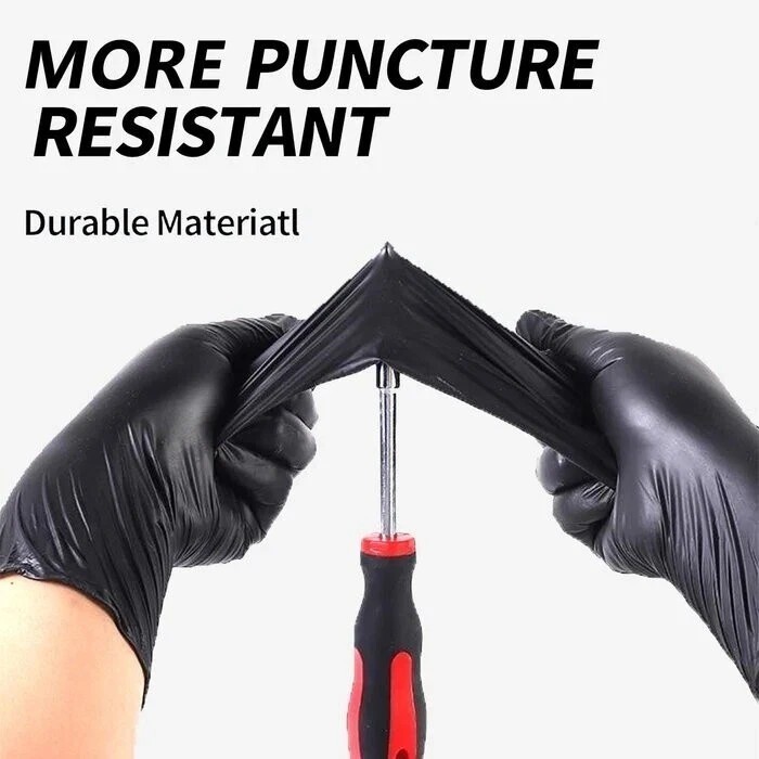 Heavy-Duty 5 Mil Black Nitrile Exam Gloves (Disposable & Powder-Free)