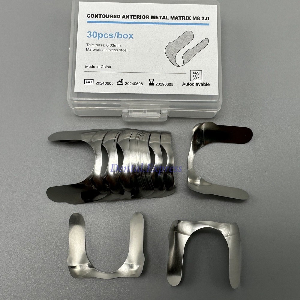 Dental Contoured Anterior Matrix Bands Restoration Metal Matrices System Twin M8