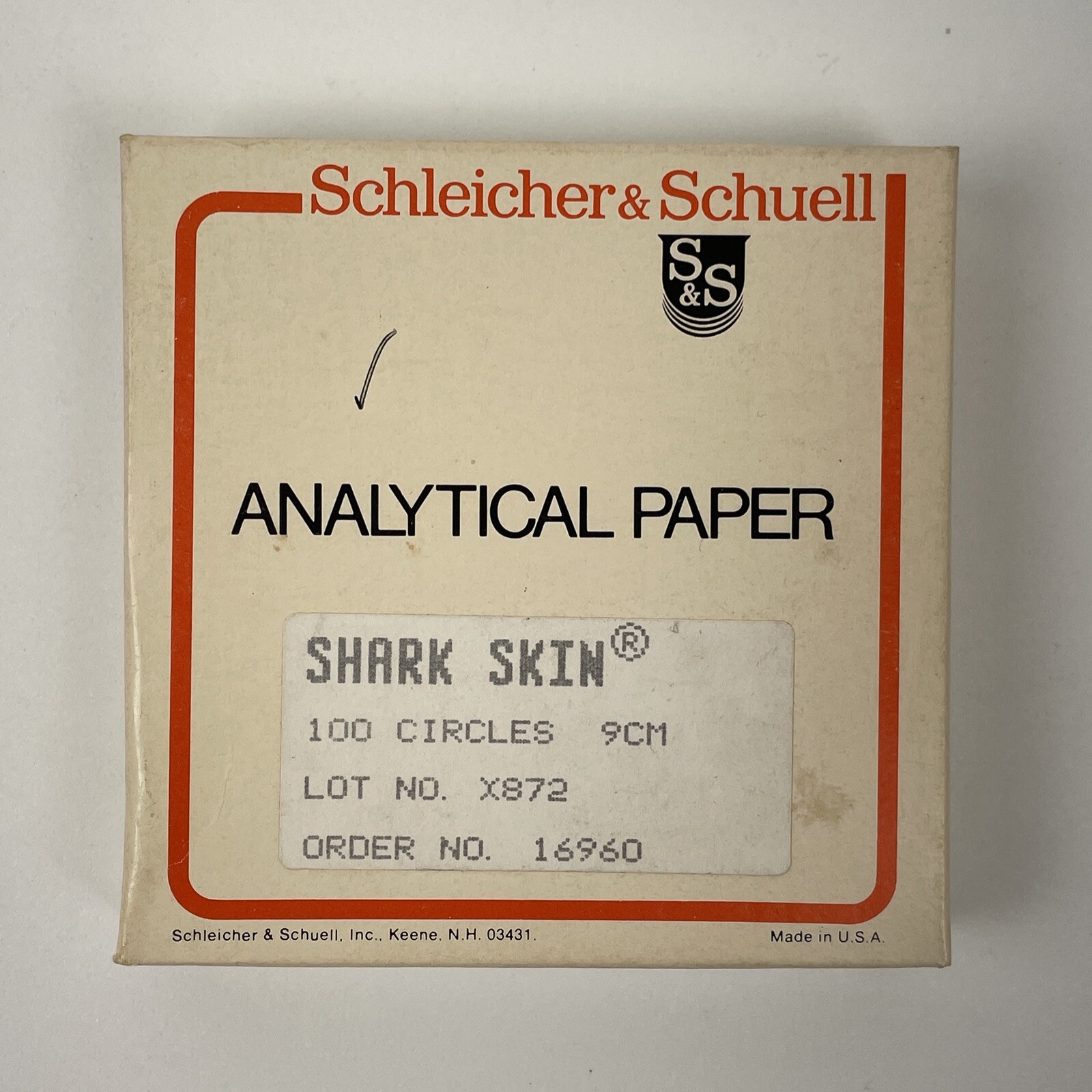 (Box of 100) Schleicher & Schuell Analytical Filter Papers X872 – SHARK SKIN 9CM