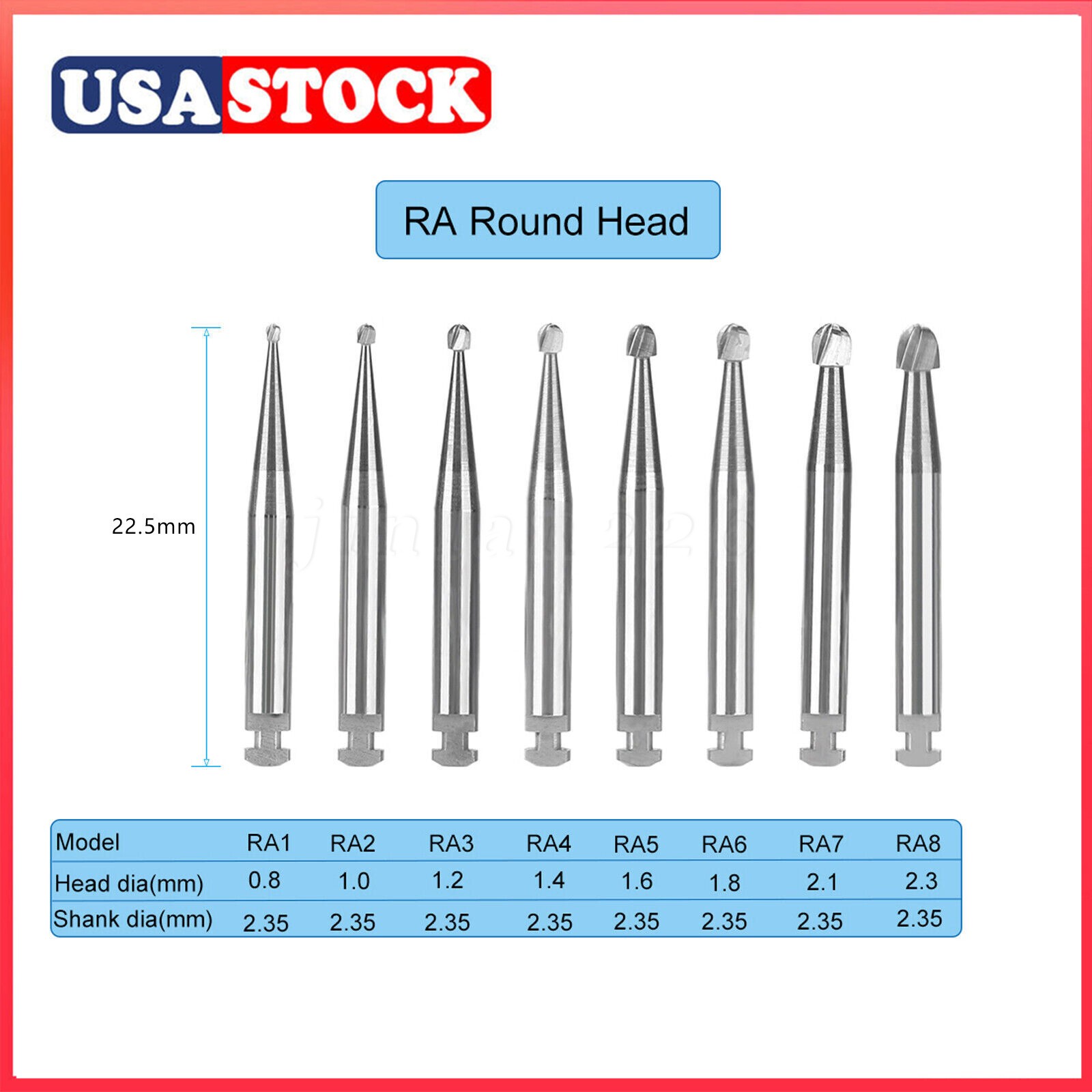 Dental Tungsten Steel Carbide Round Burs RA for Slow Low Speed Handpiece