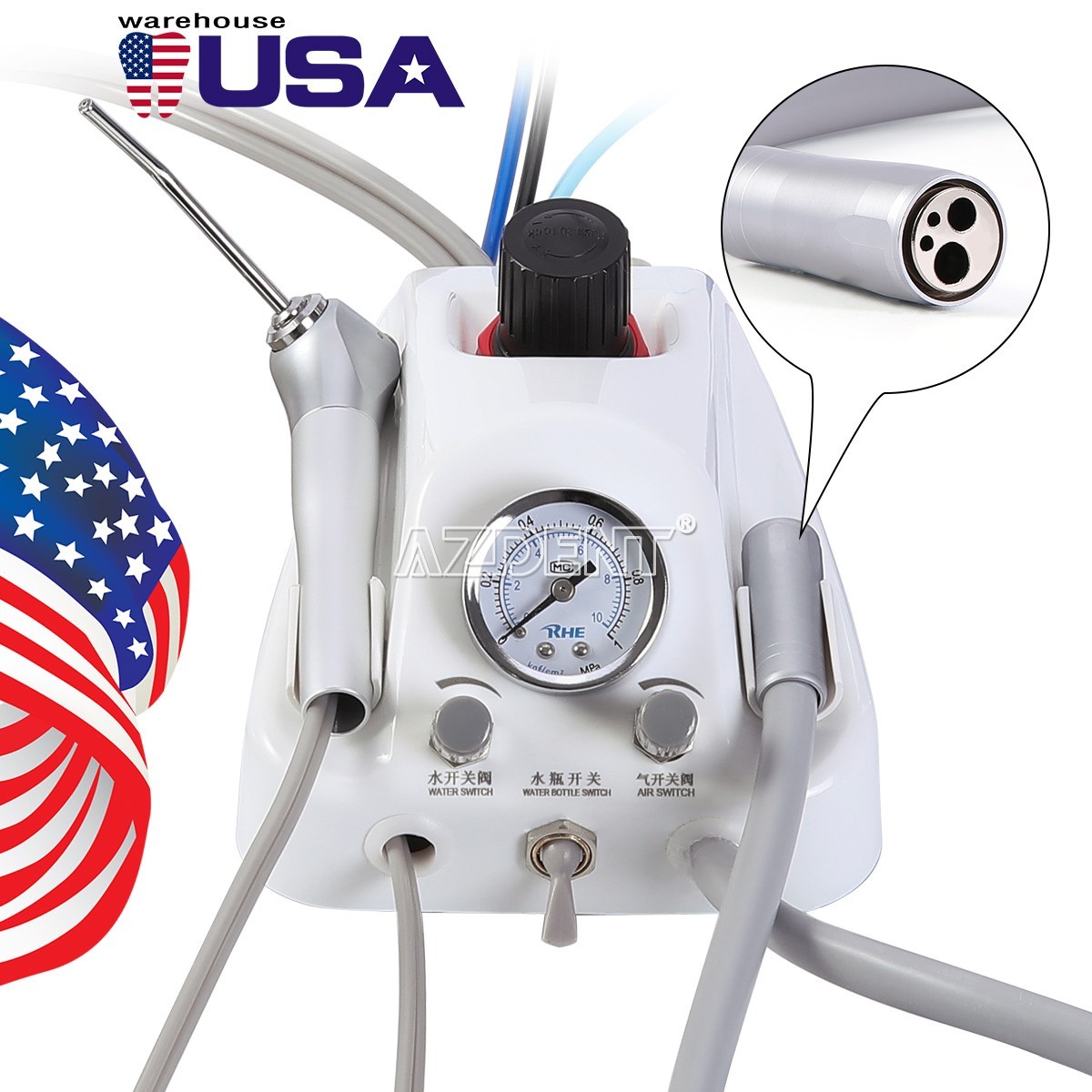 Dental Silent Oil-Free Dental Air Compressor/Dental Turbine Unit 3 Way Syringe