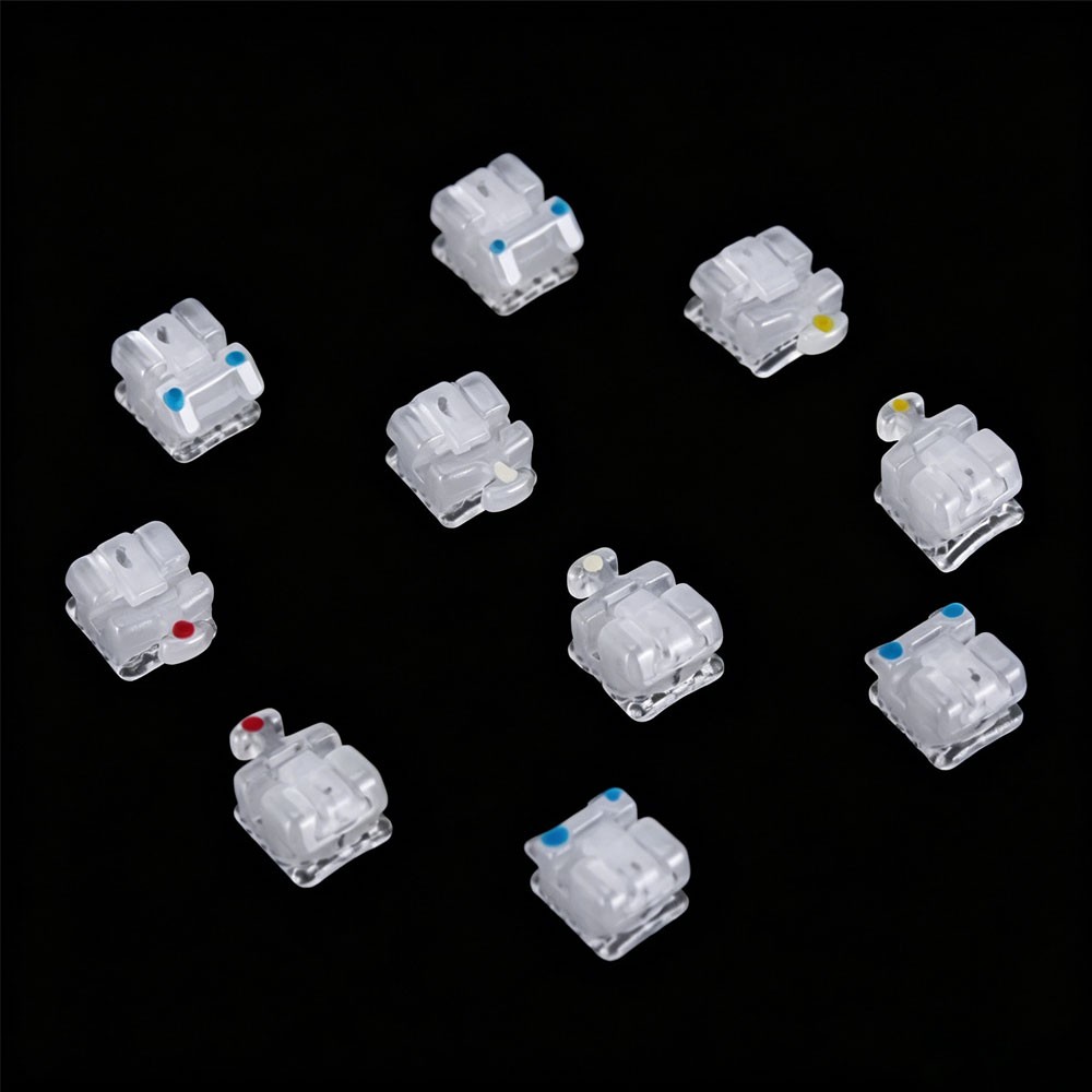 Ceramic Self Ligiating Brackets Roth/ MBT 345 Hook 022 Slot Dental 1Set / 20pcs