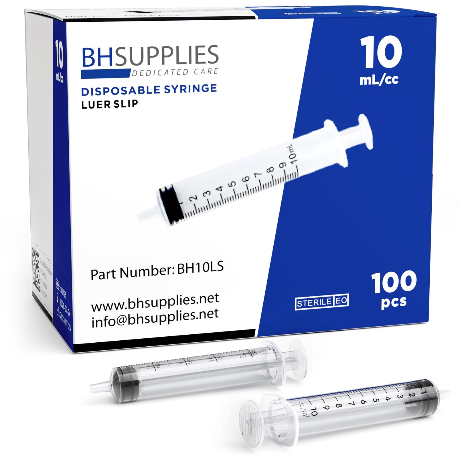BH Supplies 10ml Luer Slip Tip Syringes No Needle – Sterile, Individually