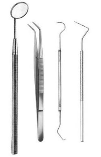 Basic Exam Setup Set of 4 Dental Instruments Probe mirr