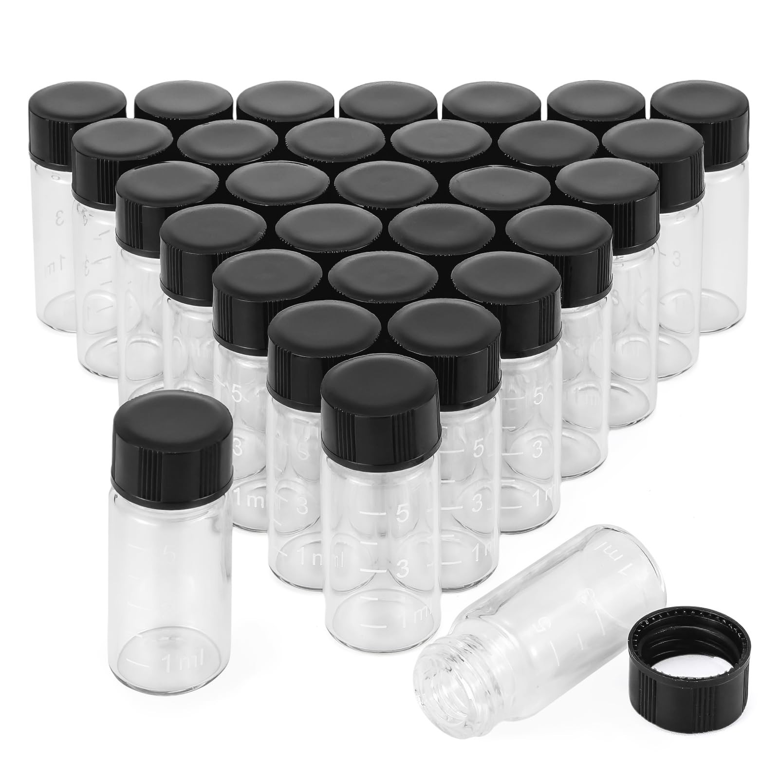 Kesell 10pcs Borosilicate Glass Sample Vial with Black Screw Cap, 5ml Clear B…