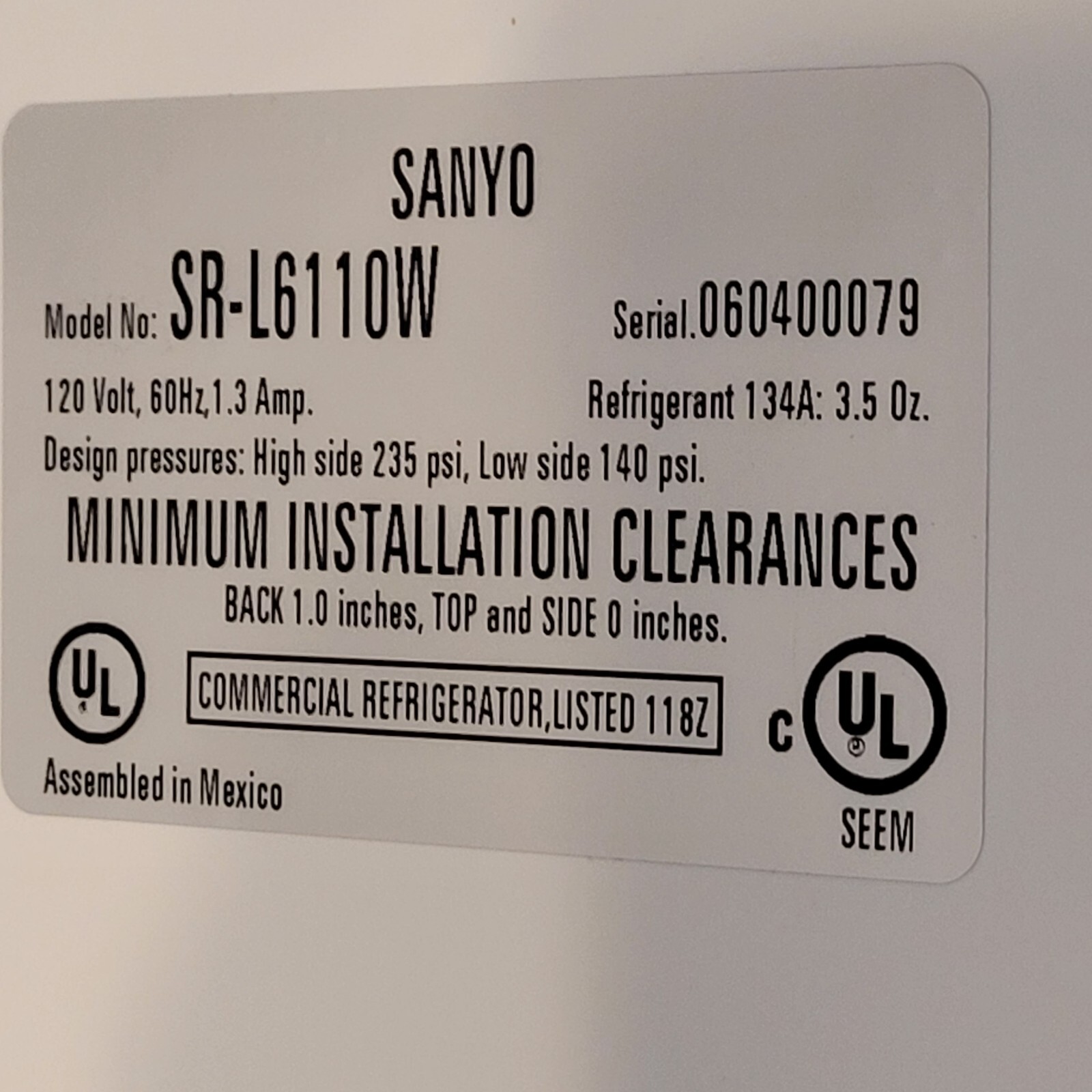 VWR SR-L6110W Undercounter Laboratory Refrigerator 24″X25″X35″ Tested Works