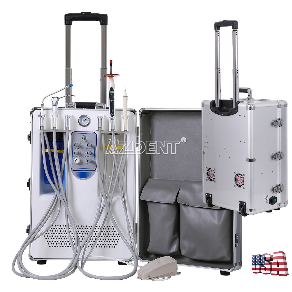 Unidad de entrega dental móvil compresor de aire succión jeringas/Mobile cabinet