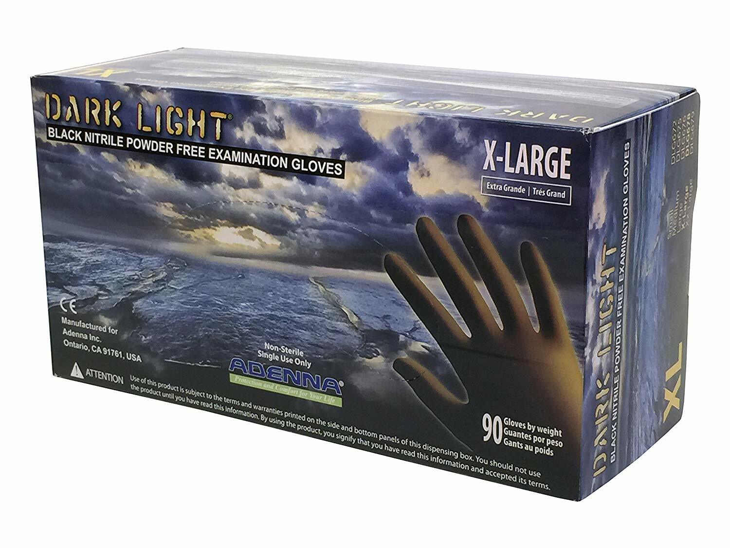 Adenna DLG678 Dark Light 9 mil Nitrile Powder Free Exam Gloves XL – Case of 10