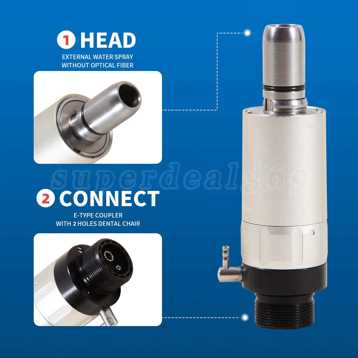 Dental Low Speed Push Button Contra Angle+Straight+Air Motor Handpiece 2Hole Kit