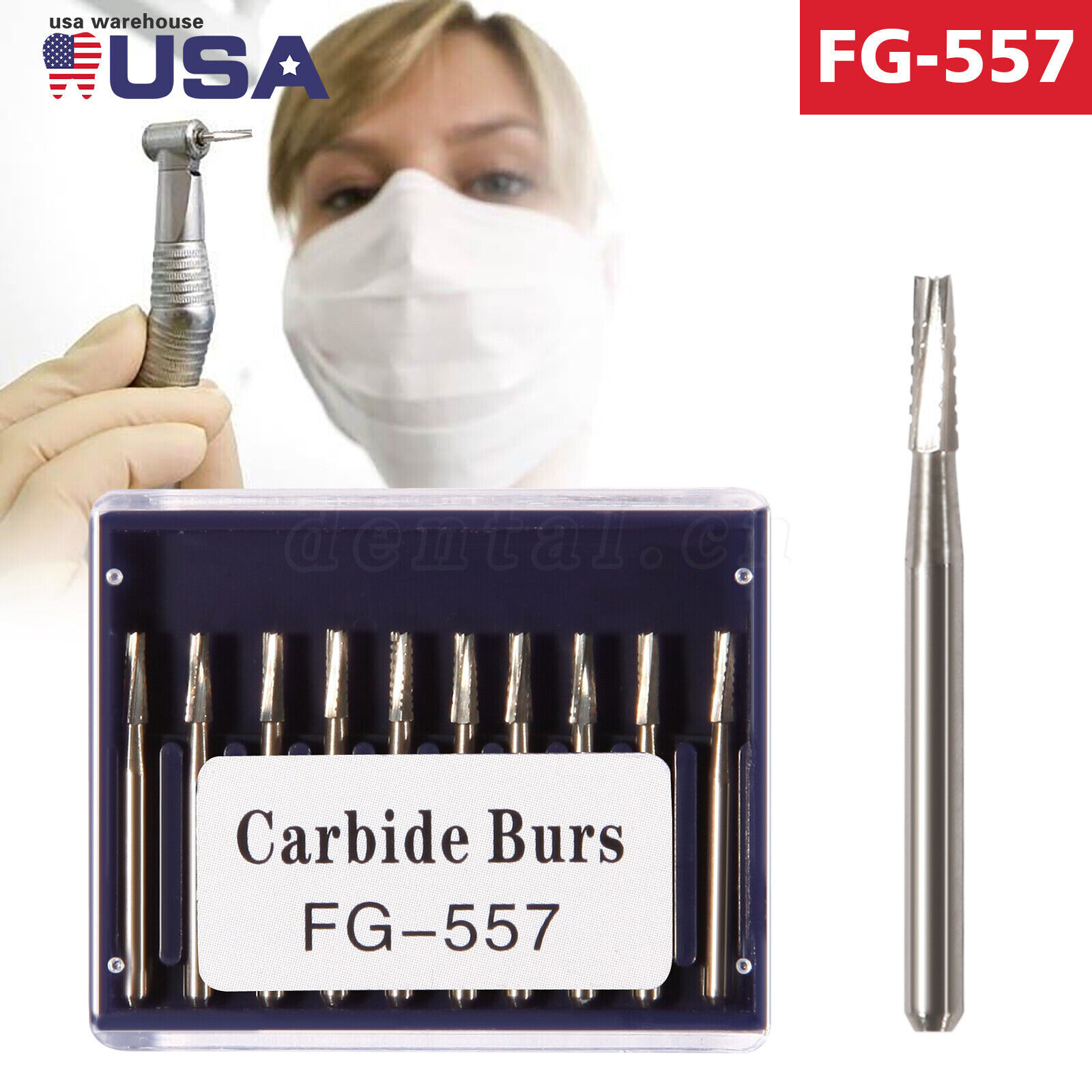 Dental Burs FG 557 Tungsten Carbide Friction Grip For High Speed Handpiece