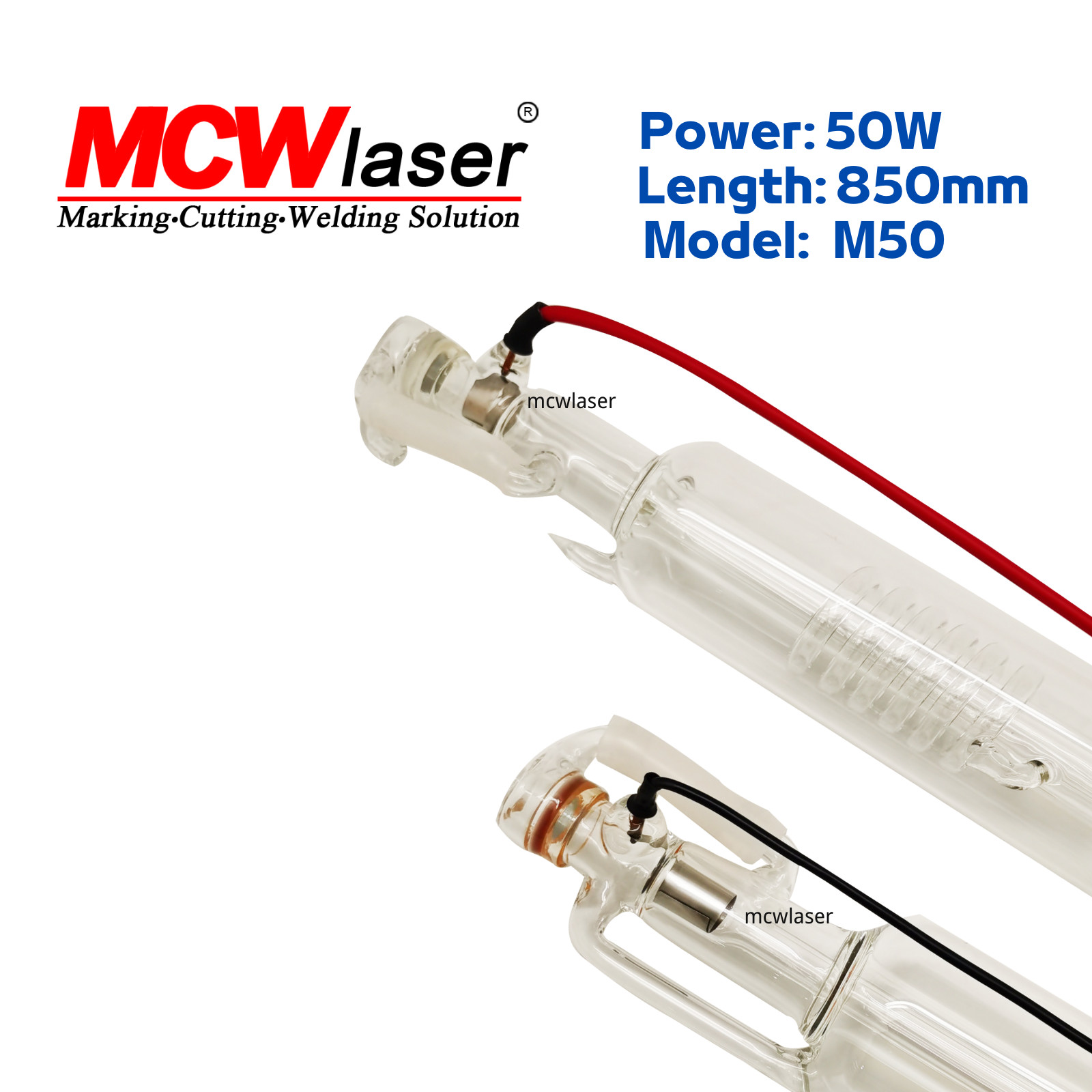 MCWlaser 50W CO2 Laser Tube For Laser Engraver Machine Cutting 850mm Laser Tube