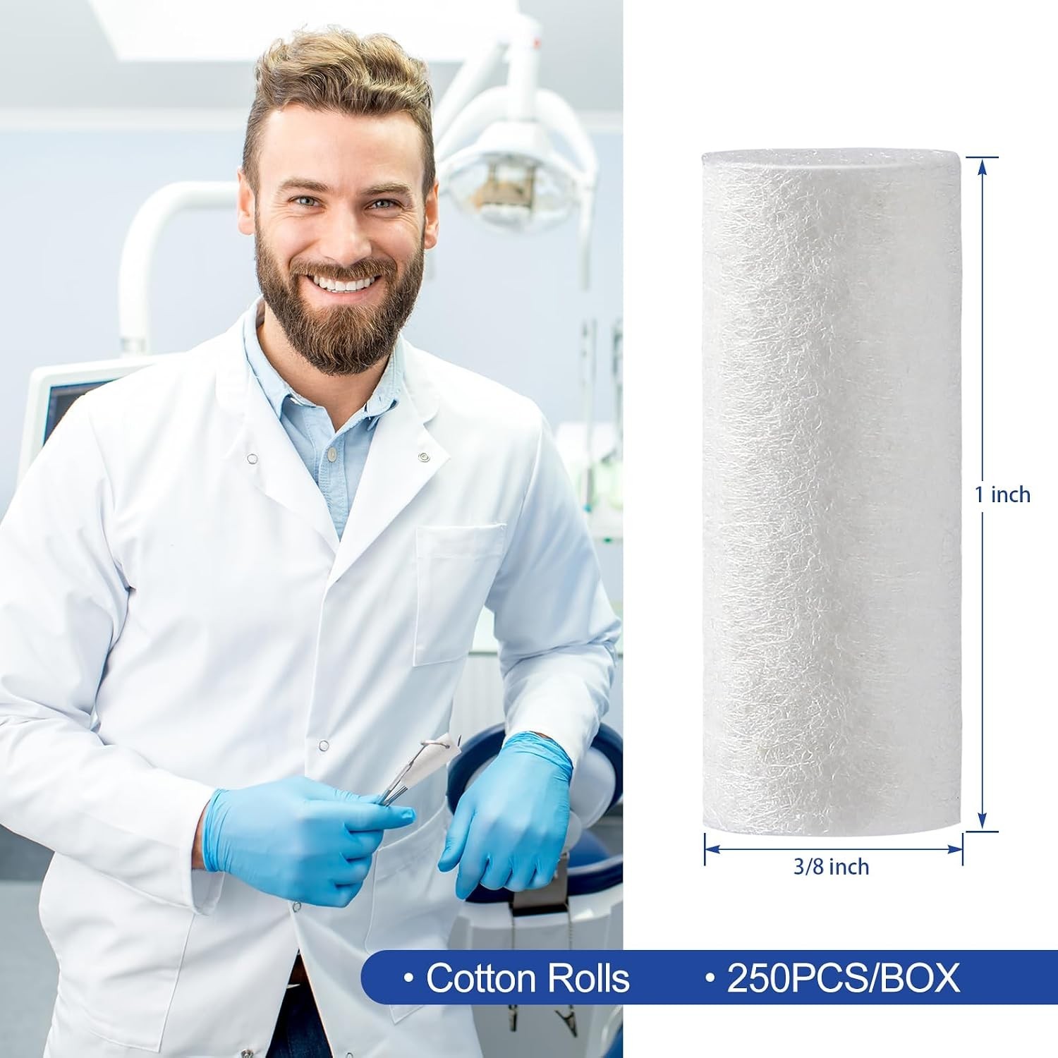 Rollos deAlgodon Dental Paquete De 250 Rollos Algodon Absorbente De Alta Calidad