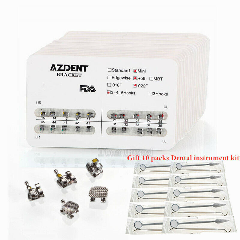50X Orthodontic Dental Bracket Braces Mini Roth.022 345 Hooks AZDENT USPS