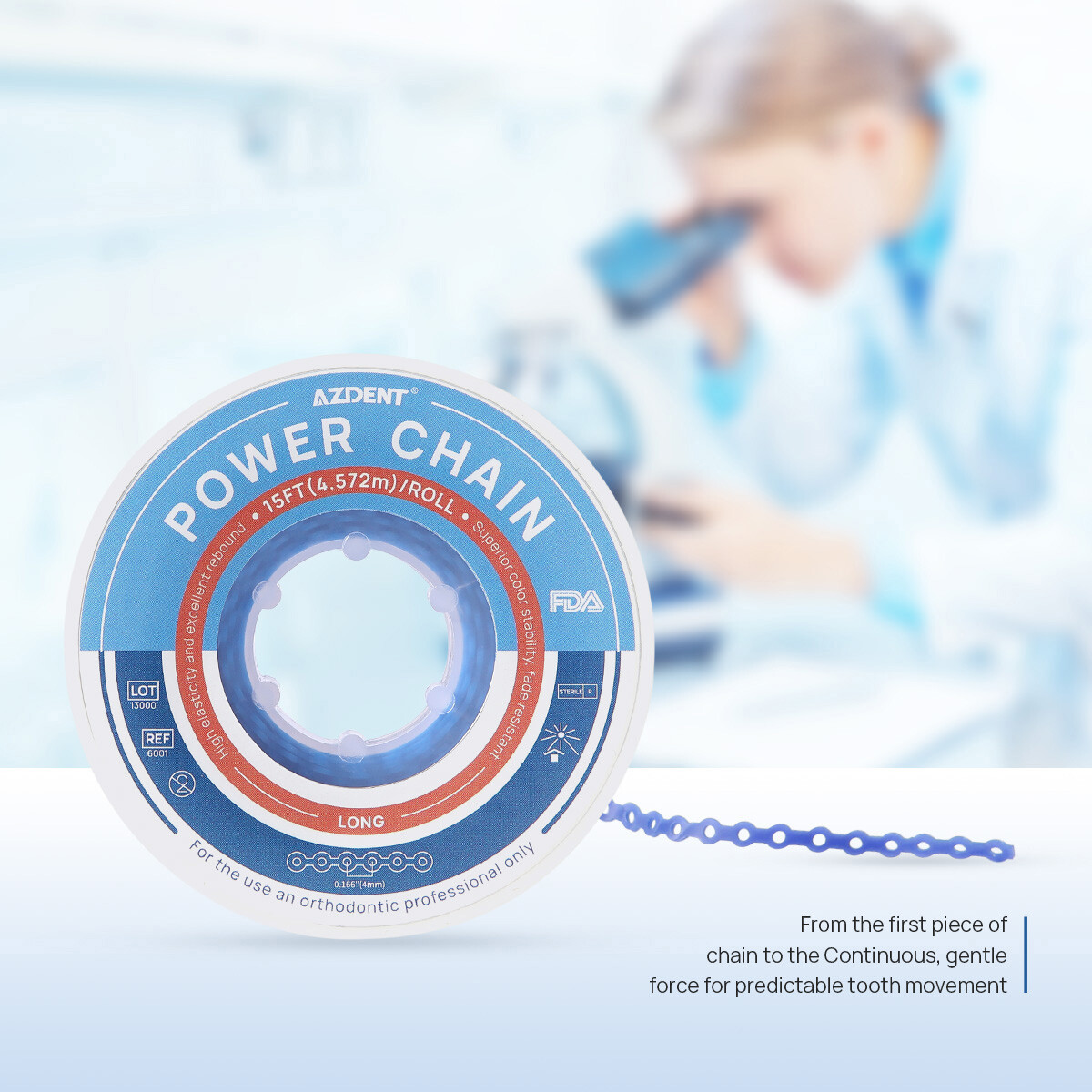 AZDENT Dental Orthodontic Colored Elastic Power Chain Long Short Continuous