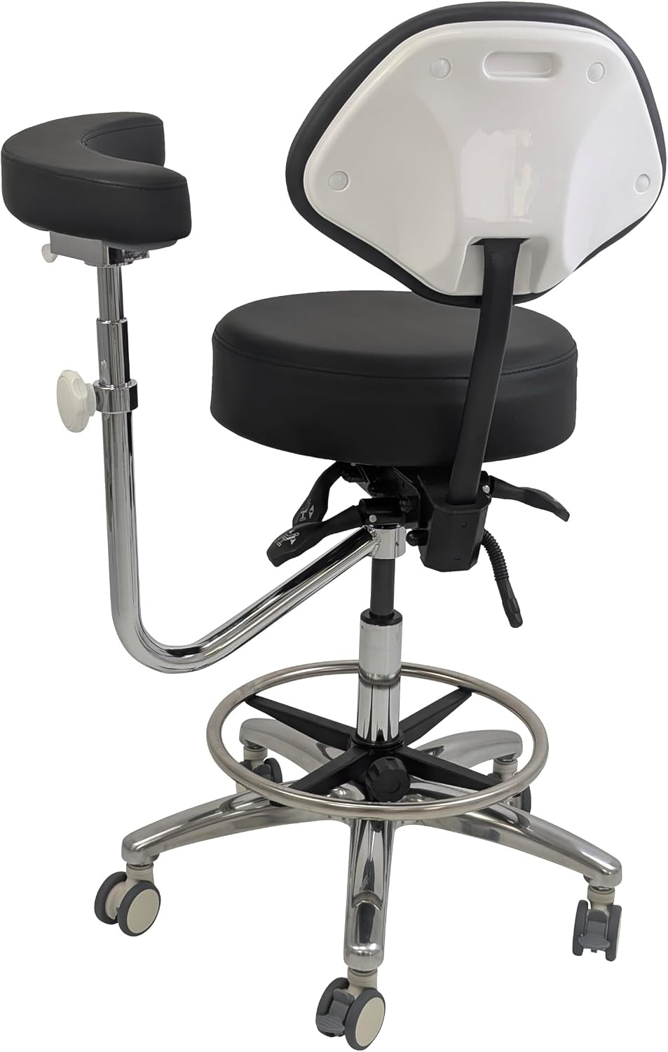 Dental Assistant Chair with Arm & Back – Ergonomic Stool with Forward Tilting Se