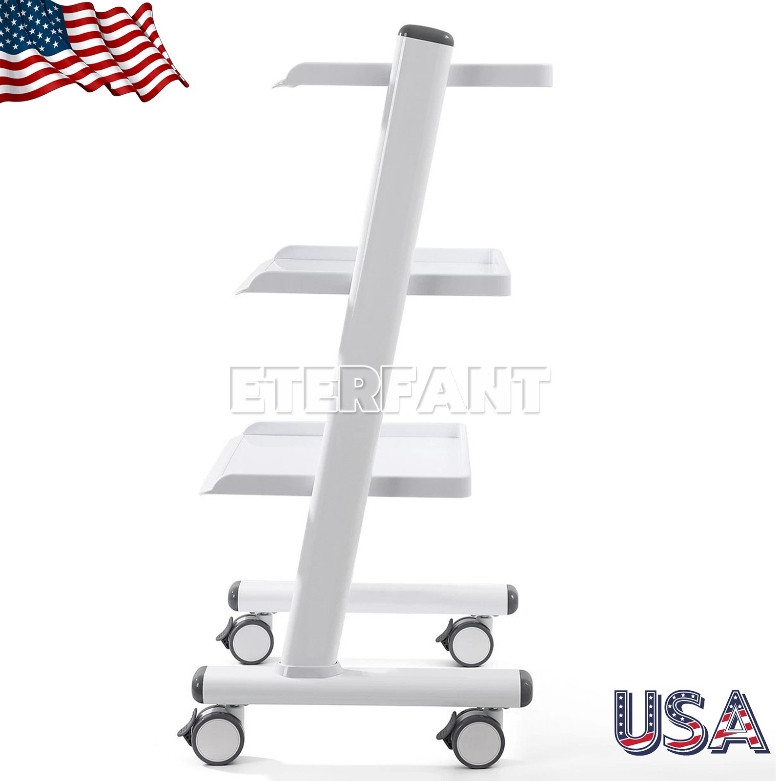 Dental Medical 3 Layer Trolley Cart Tool Mobile ABS Instrument Stand with Socket