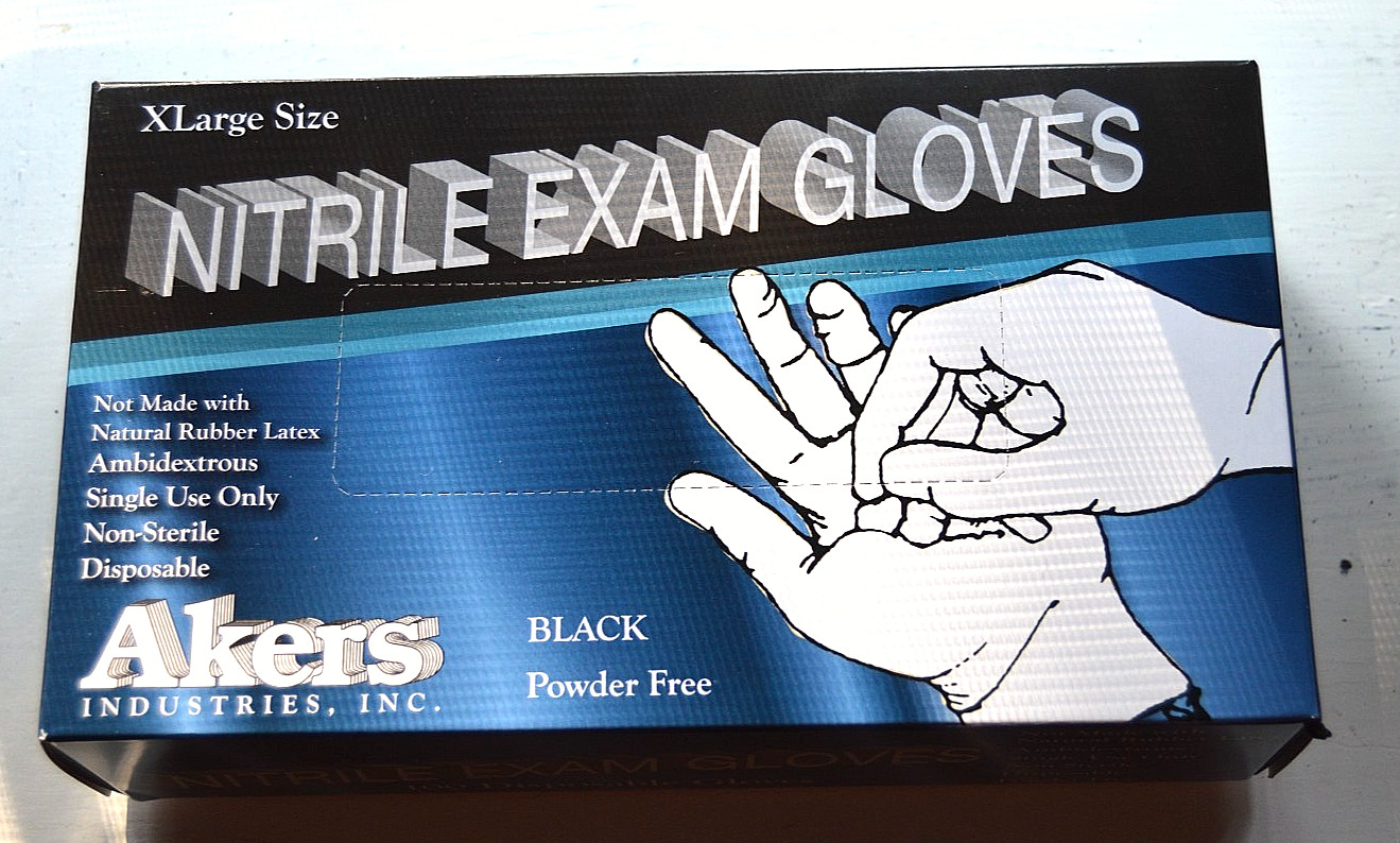NITRILE Gloves Black Exam Grade 4-4.5mil Powder Free 100 count Extra Large