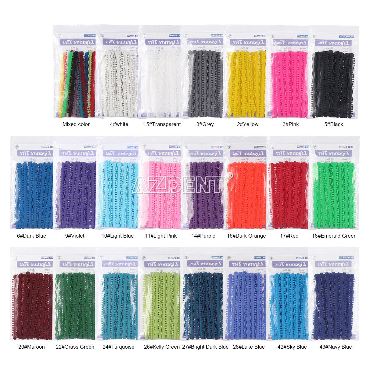 1000pcs AZ Dental Orthodontic Elastic Ligature Ties Bands for Brackets Brace