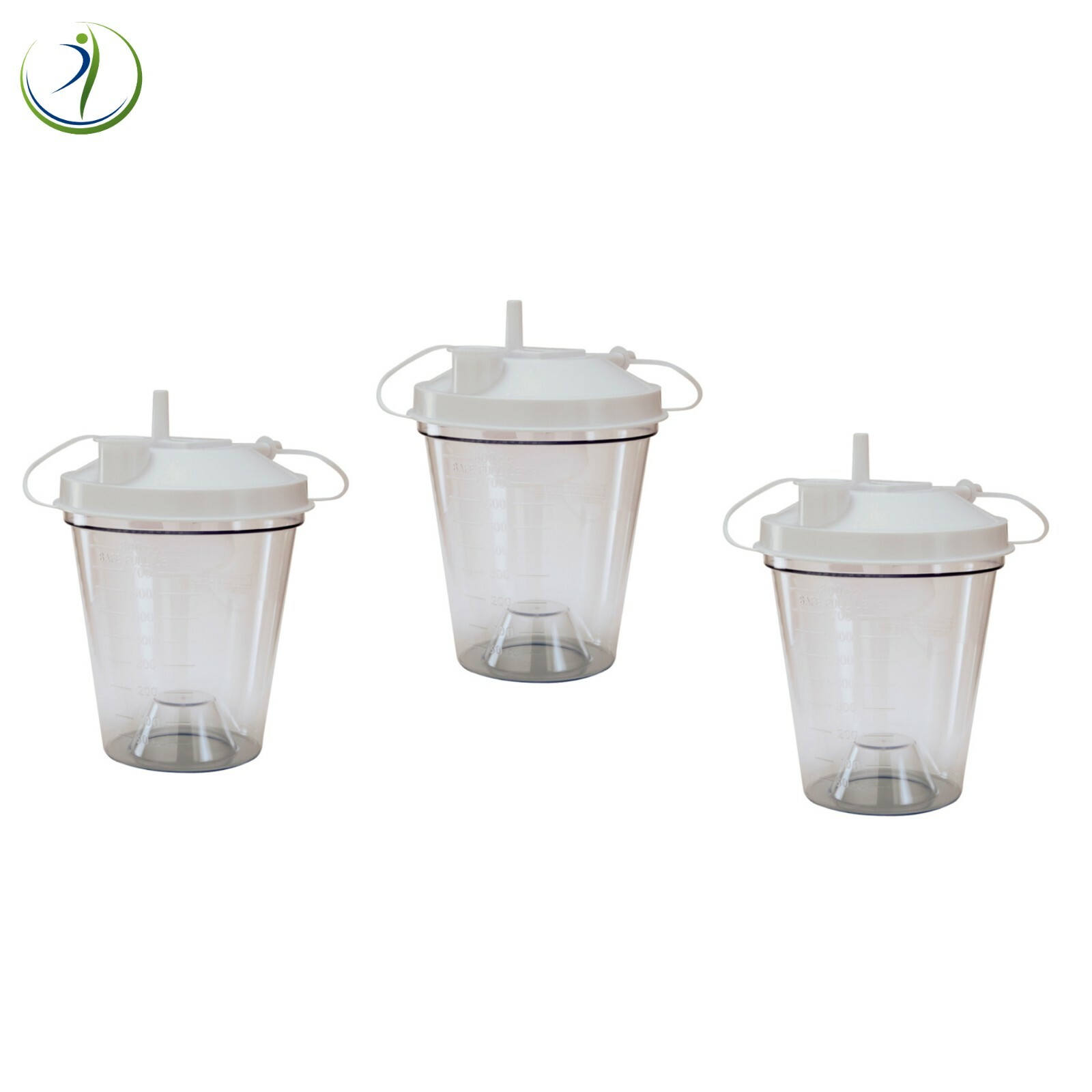 3X Medical Suction Canister 800mL Turret Lid Float Valve Rigid Plastic Graduated