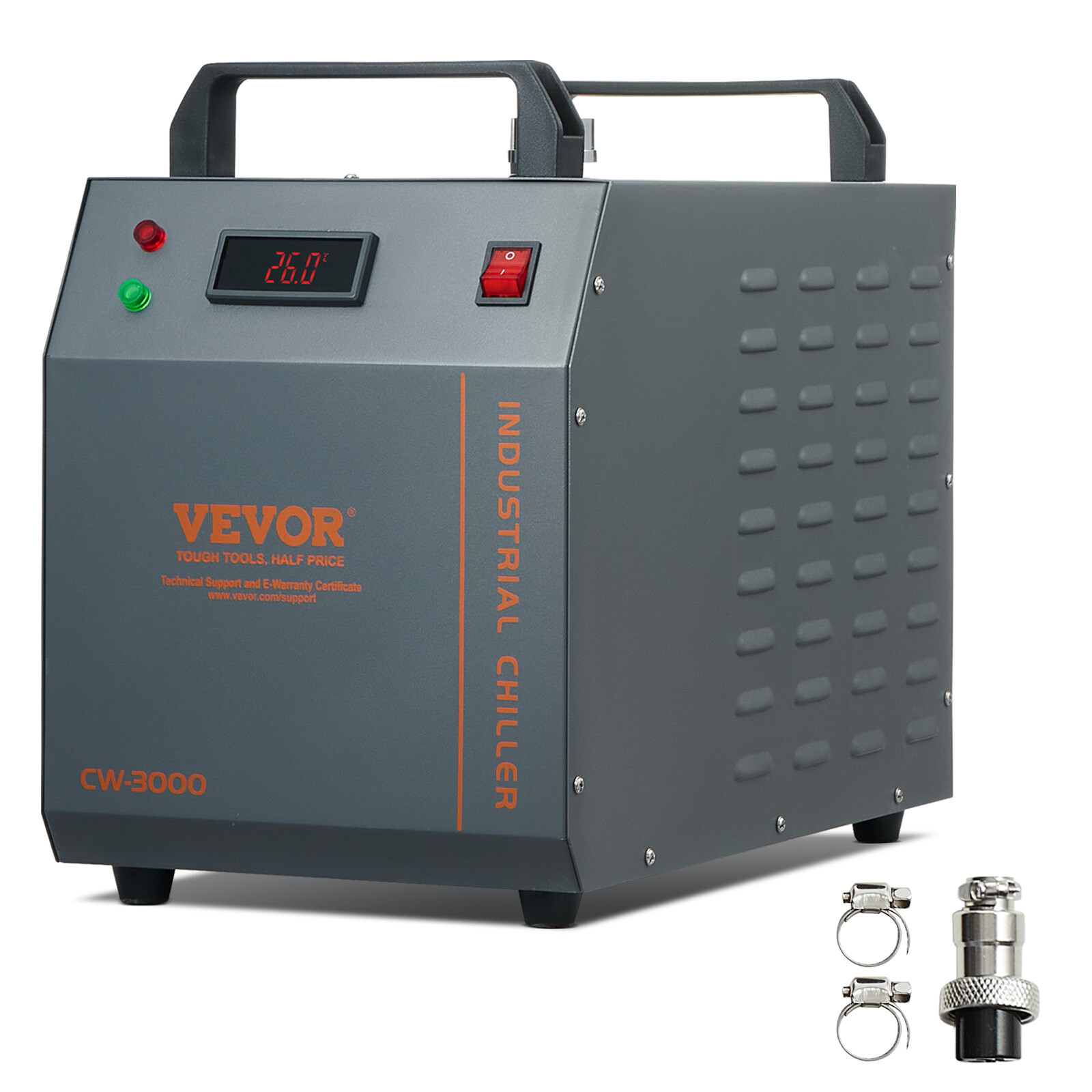 VEVOR Air-cooled Industrial Water Chiller CW-3000 12 L 12 L/min for Laser Tube