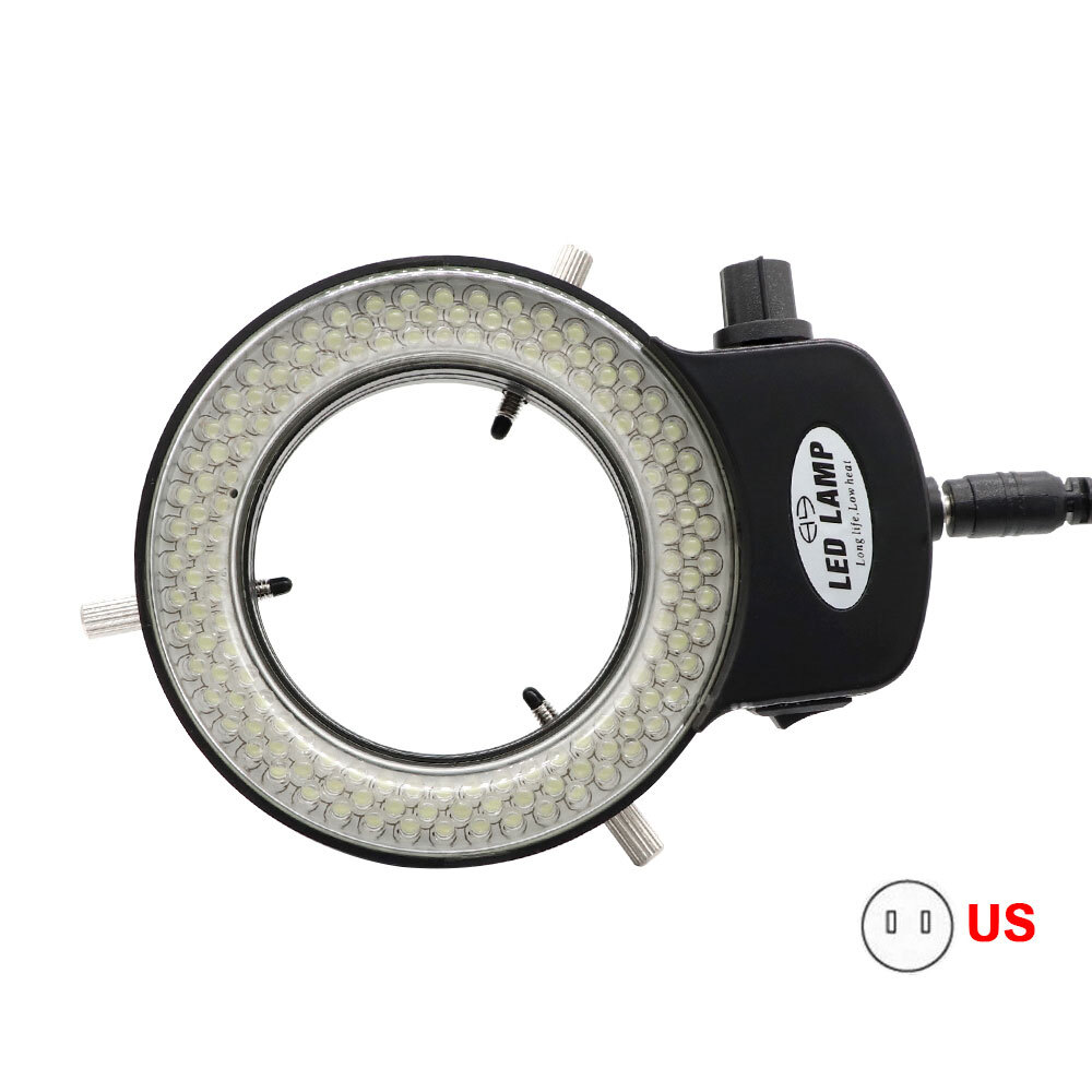 2x 144 LED Bulbs Microscope Ring Light Illuminator Lamp US Plug Adjustable Black