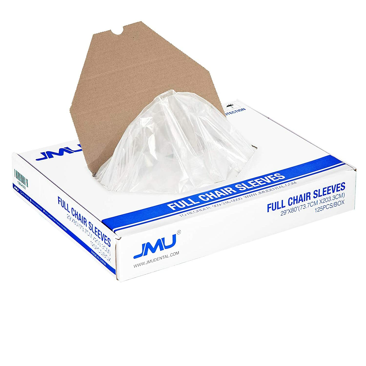 375/Case JMU Dental Disposable Full Chair Cover Sleeves Clear Plastic 29″x80″