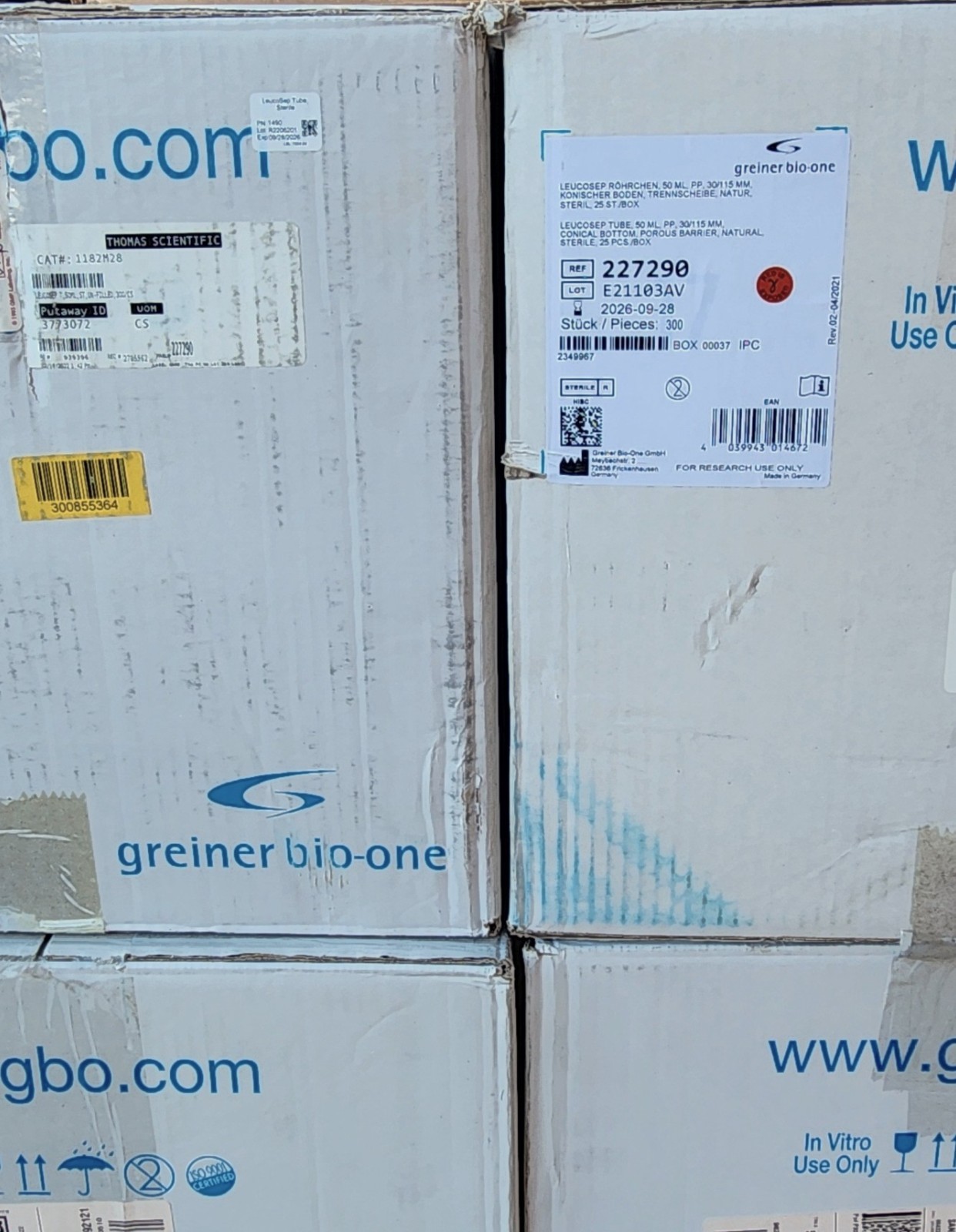 Greiner Bio-One 227290 LEUCOSEP TUBE, 50 ML, PP, 30/115 MM, STERILE CASE of 300