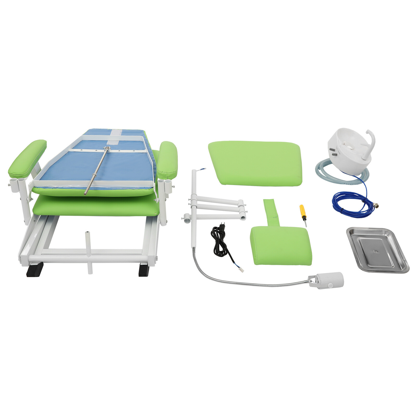 Portable Dental Chair Mobile Folding Chair Exam Chair w/LED Light &Spittoon+Tray