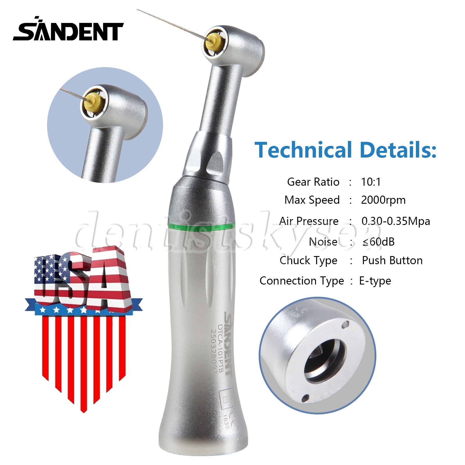 10 pcs Dental High Speed Handpiece Standard Turbine with Wrench Key 4 Holes USA