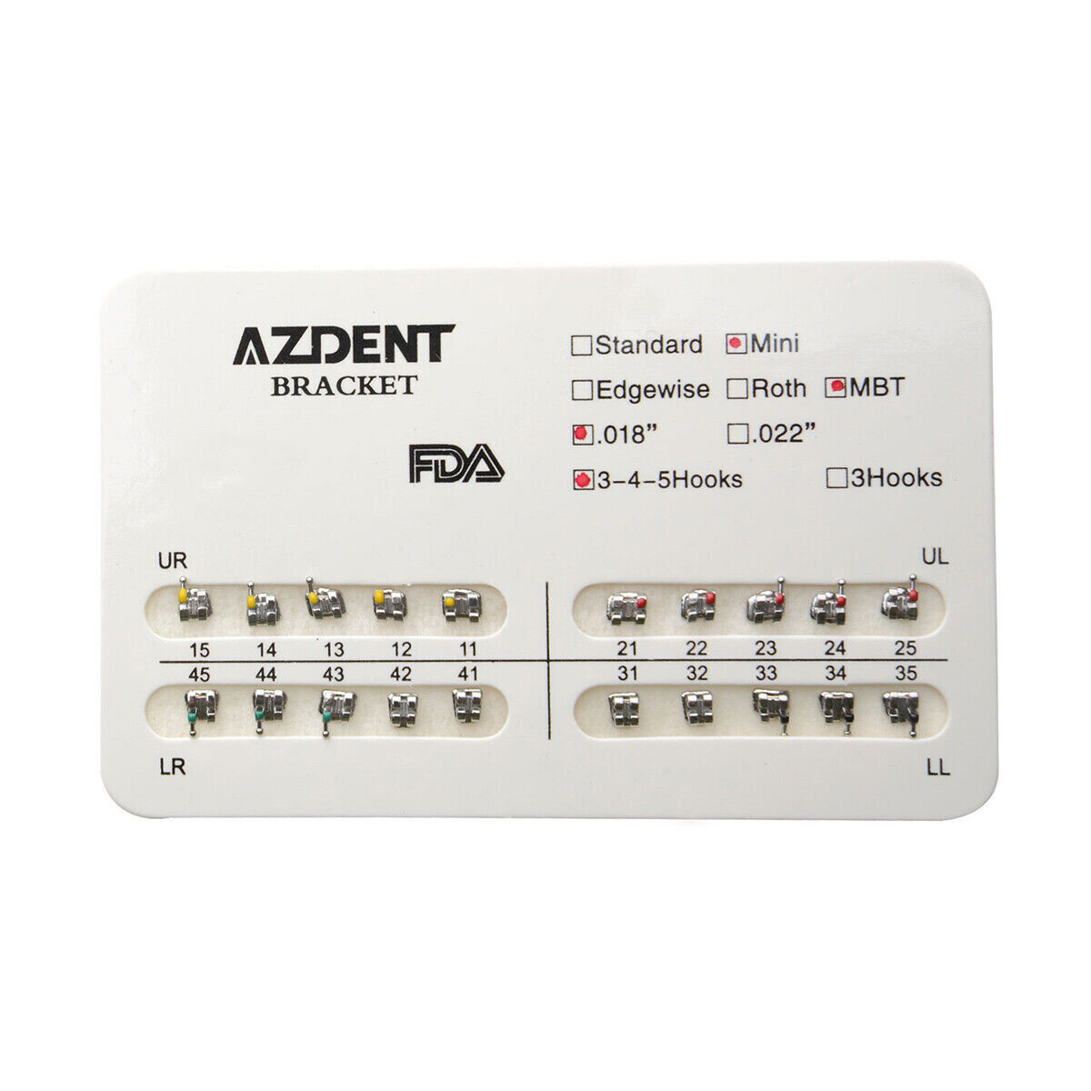 AZDENT Dental Orthodontic Brackets Brace Mini Standard Edgewise Roth MBT 018 022