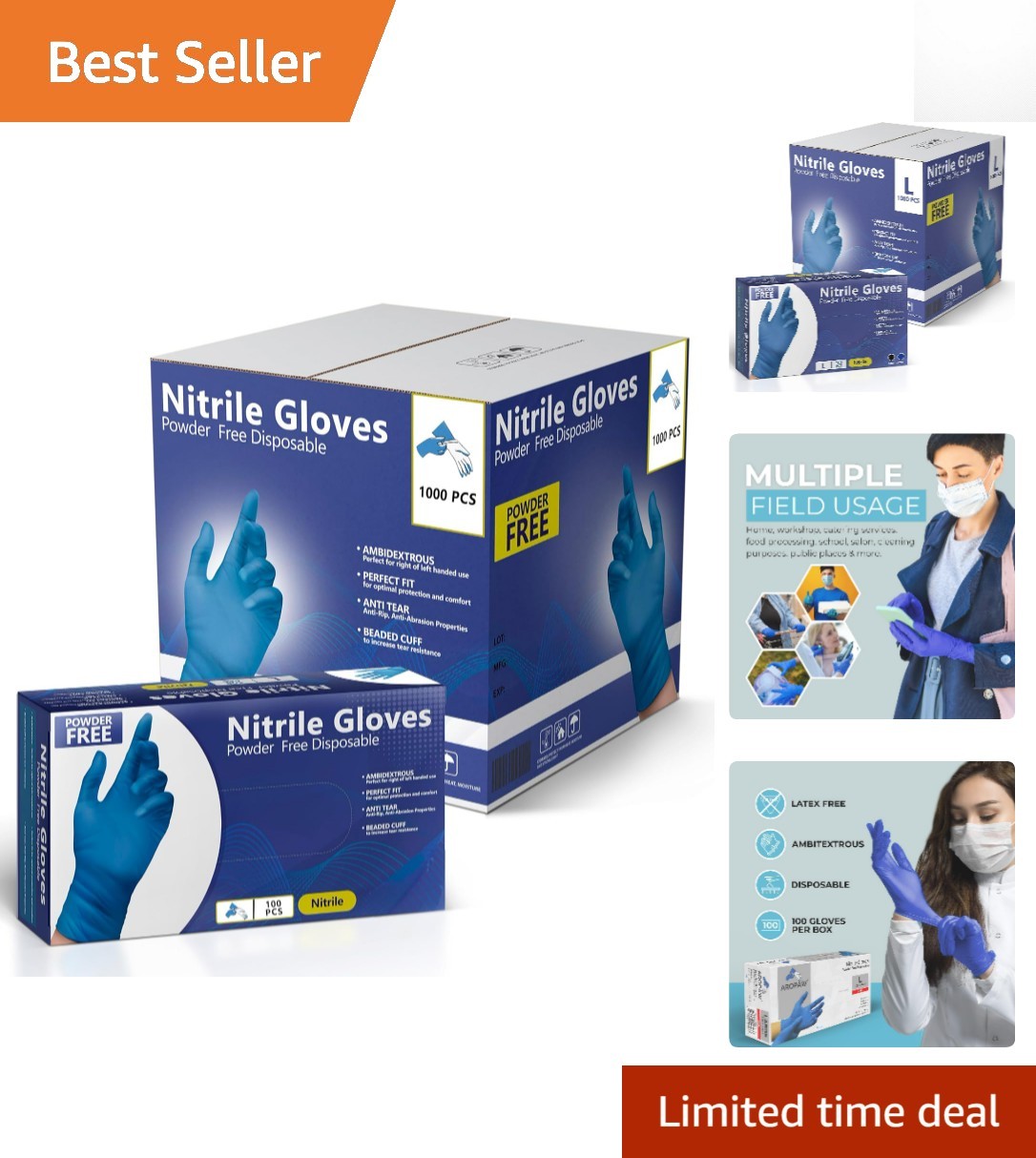 Ambidextrous Disposable Nitrile Gloves, 1000 Count – Waterproof & Tear-Resistant