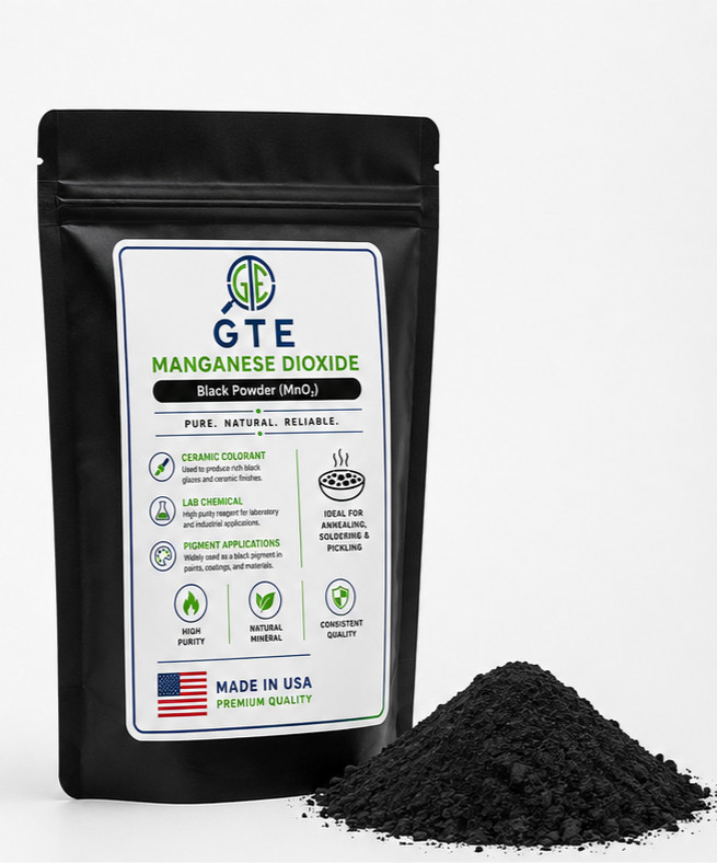 Manganese Dioxide MnO2 4oz Powder 300 Mesh Oxidizer for Gold Silver Refining