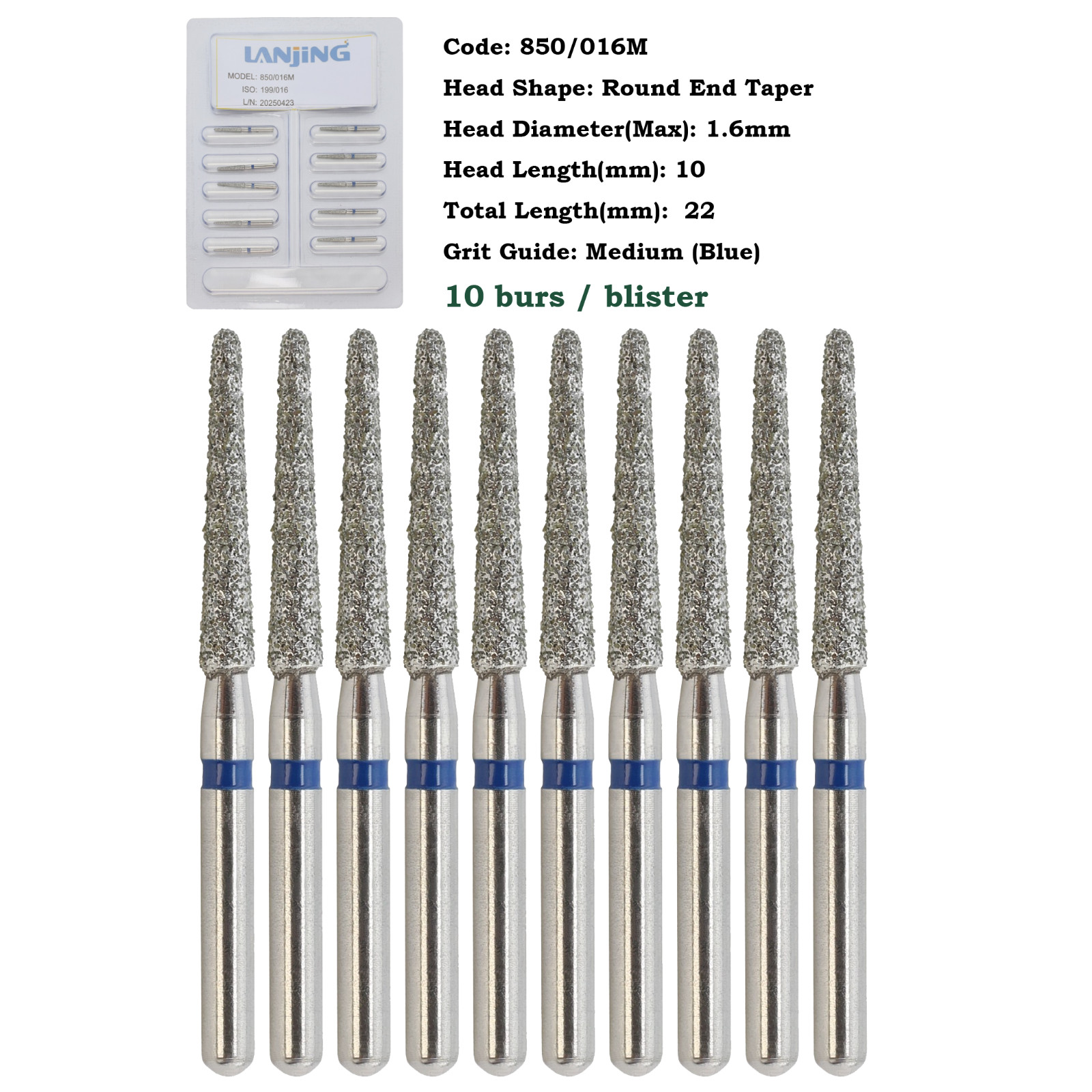 Dental Diamond Burs FG Round End Taper 856 850 Super Coarse Fine High Speed Burr