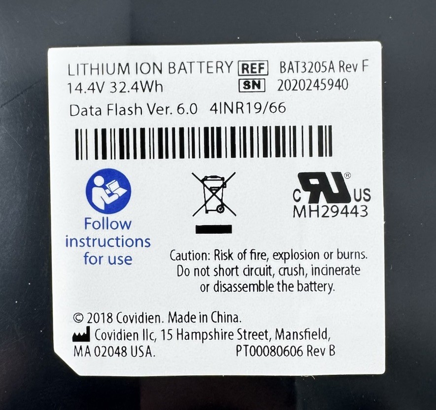 Covidien BAT3205A Rechargeable Lithium Ion Battery 14.4V (0007R)
