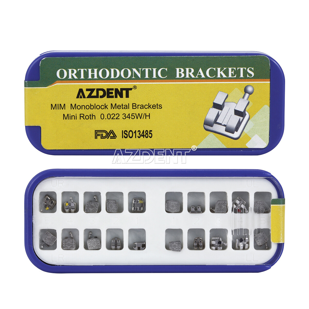 AZDENT Orthodontic Bracket Dental MIM Monoblock Braces Mini Roth.022 345 Hooks