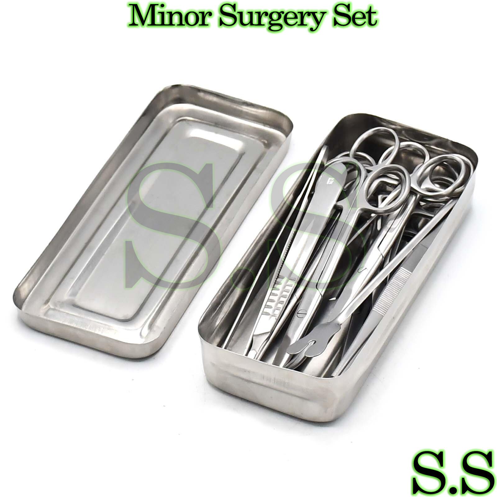 Set of 13 Pieces Basic Minor Surgery Kit Steel Box Surgical Instruments DS-1290