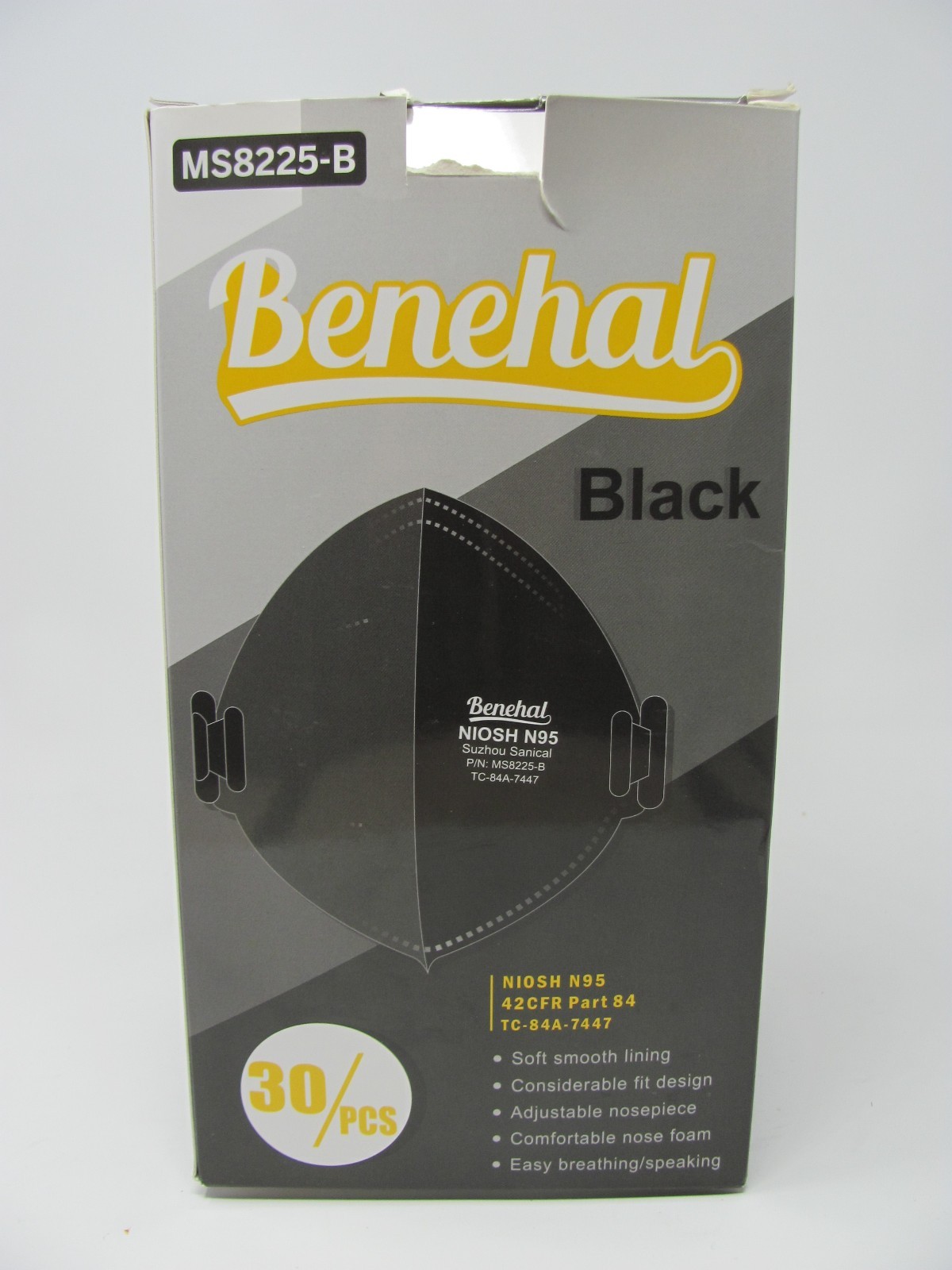 Benehal N95 Particulate Respirator Masks 30 Pack MS8225-B Face Cover BLACK