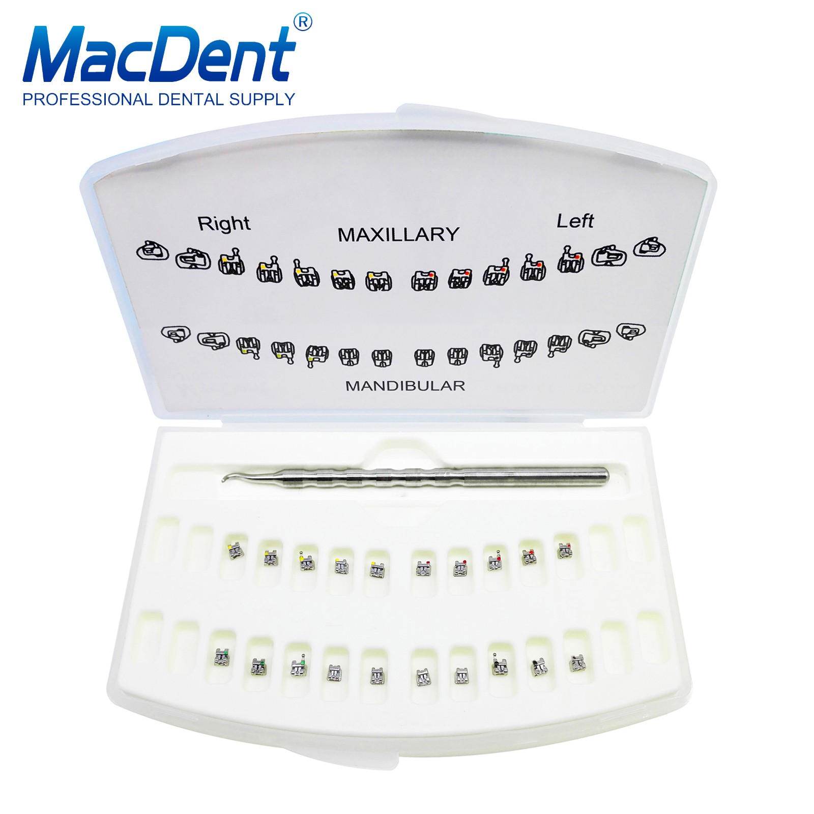 MacDent Dental self-ligating brackets Orthodontic metal brace ROTH/MBT &Hook NEW